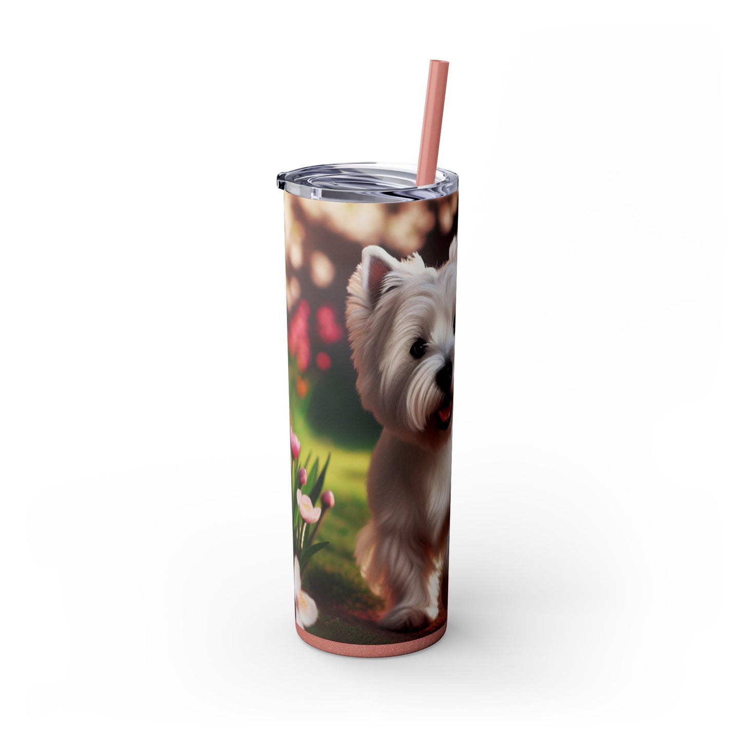 West Highland White Terrier Skinny Tumbler with Straw, 20oz