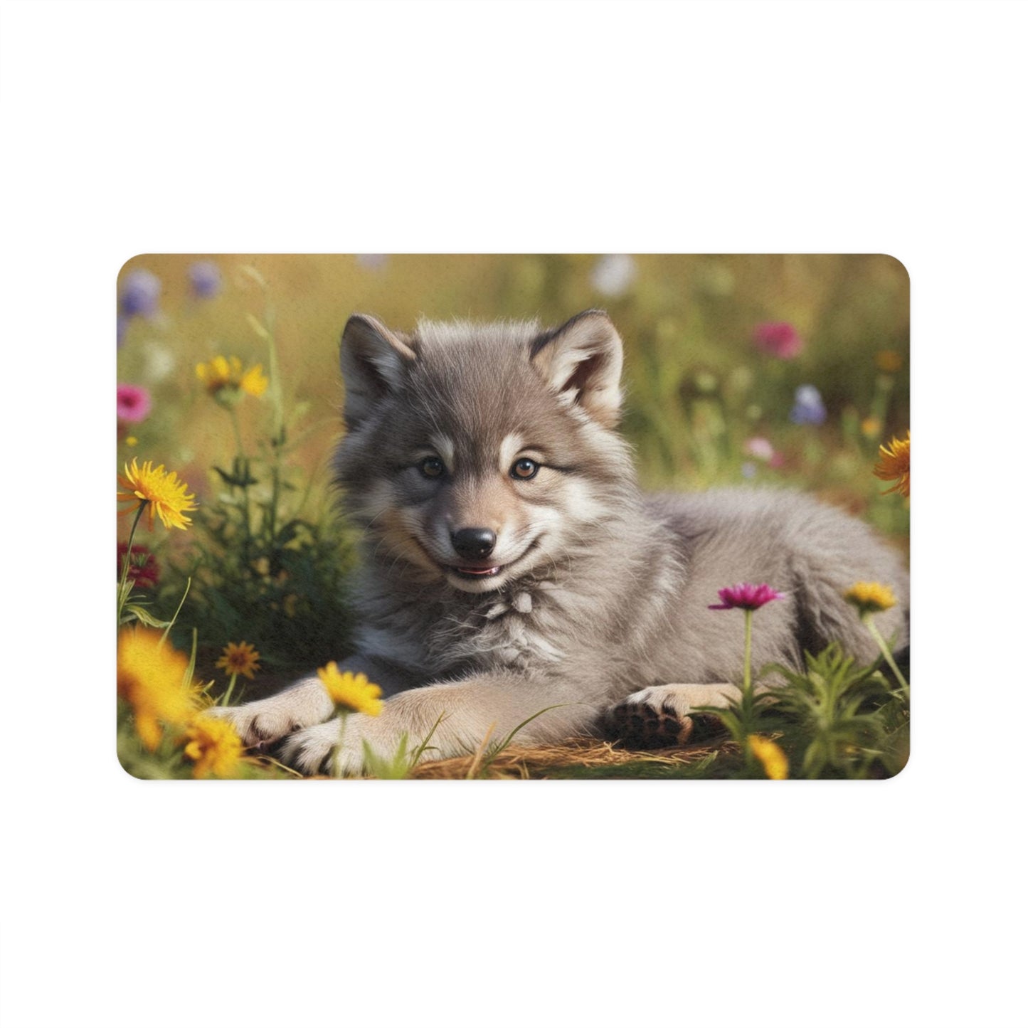 Pet Food Mat (12x18) - Wolf Cub