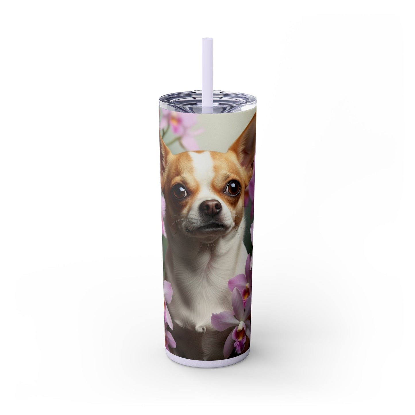 Vaso delgado con pajita para chihuahua, 20 oz