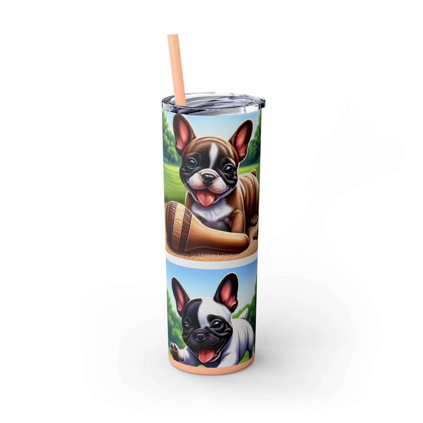 French Bulldog Skinny Tumbler with Straw, 20oz