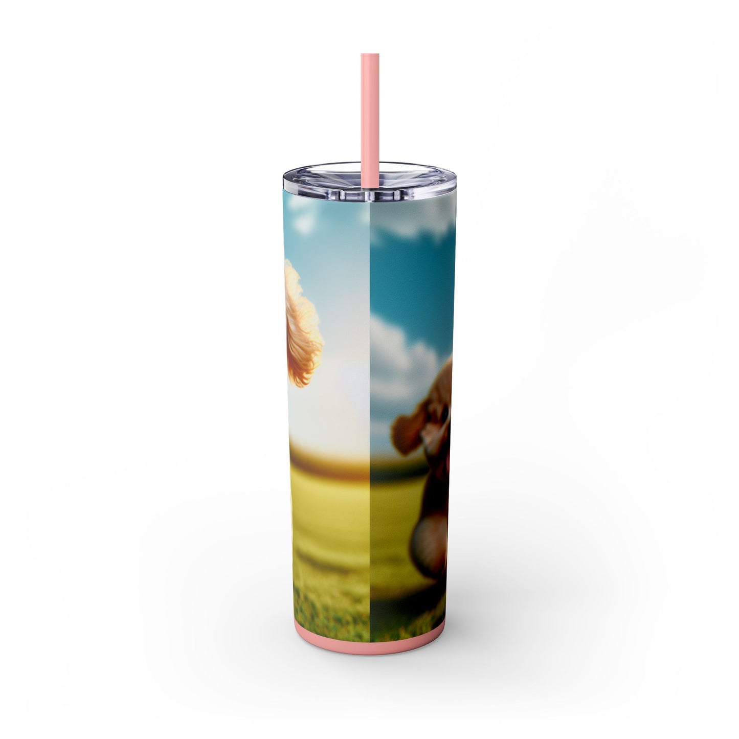 Toy Poodle Skinny Tumbler with Straw, 20oz