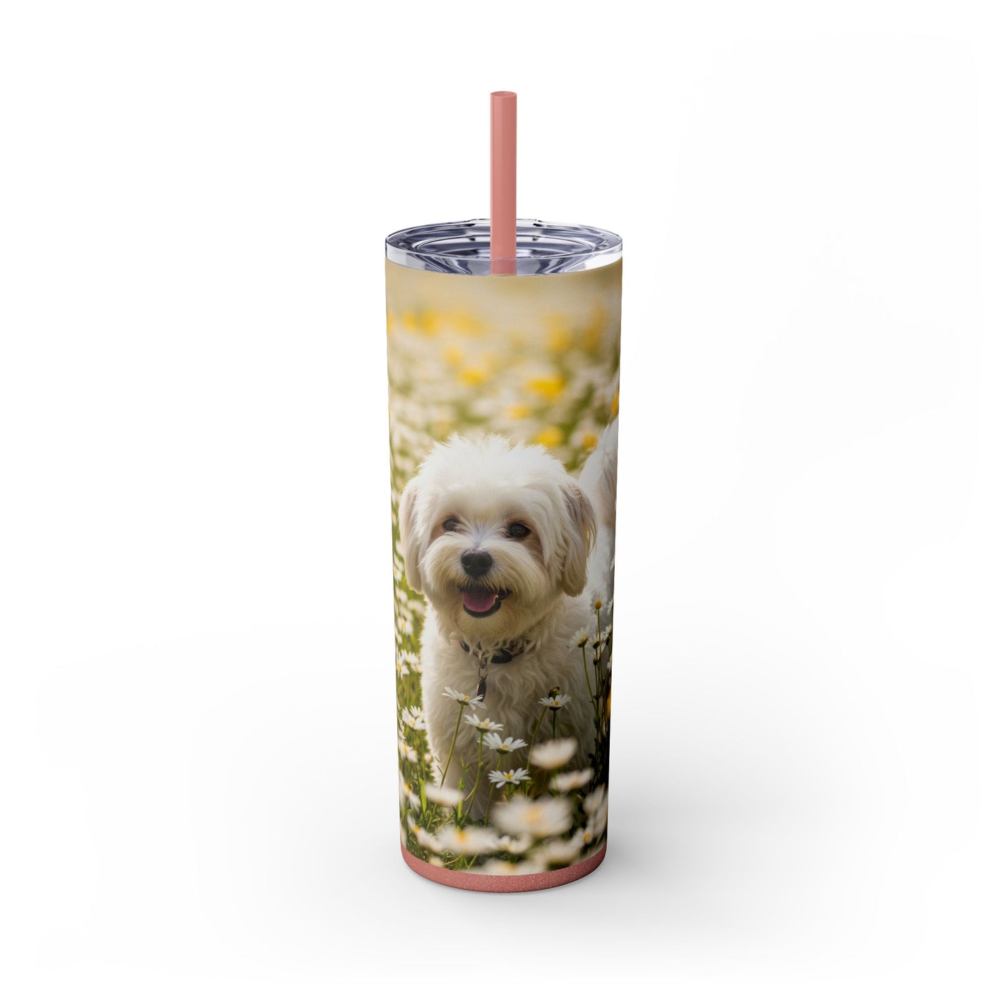 Lowchen Skinny Tumbler with Straw, 20oz