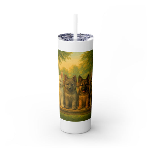 German Shepherd puppies Tumbler with Straw, 20oz