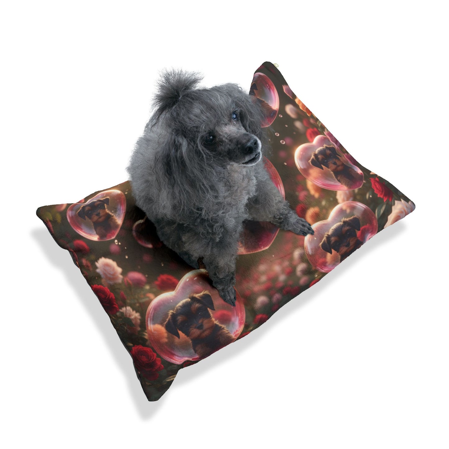 Valentine Puppy Heart Pet Bed — Floral Bubble Dog Bed