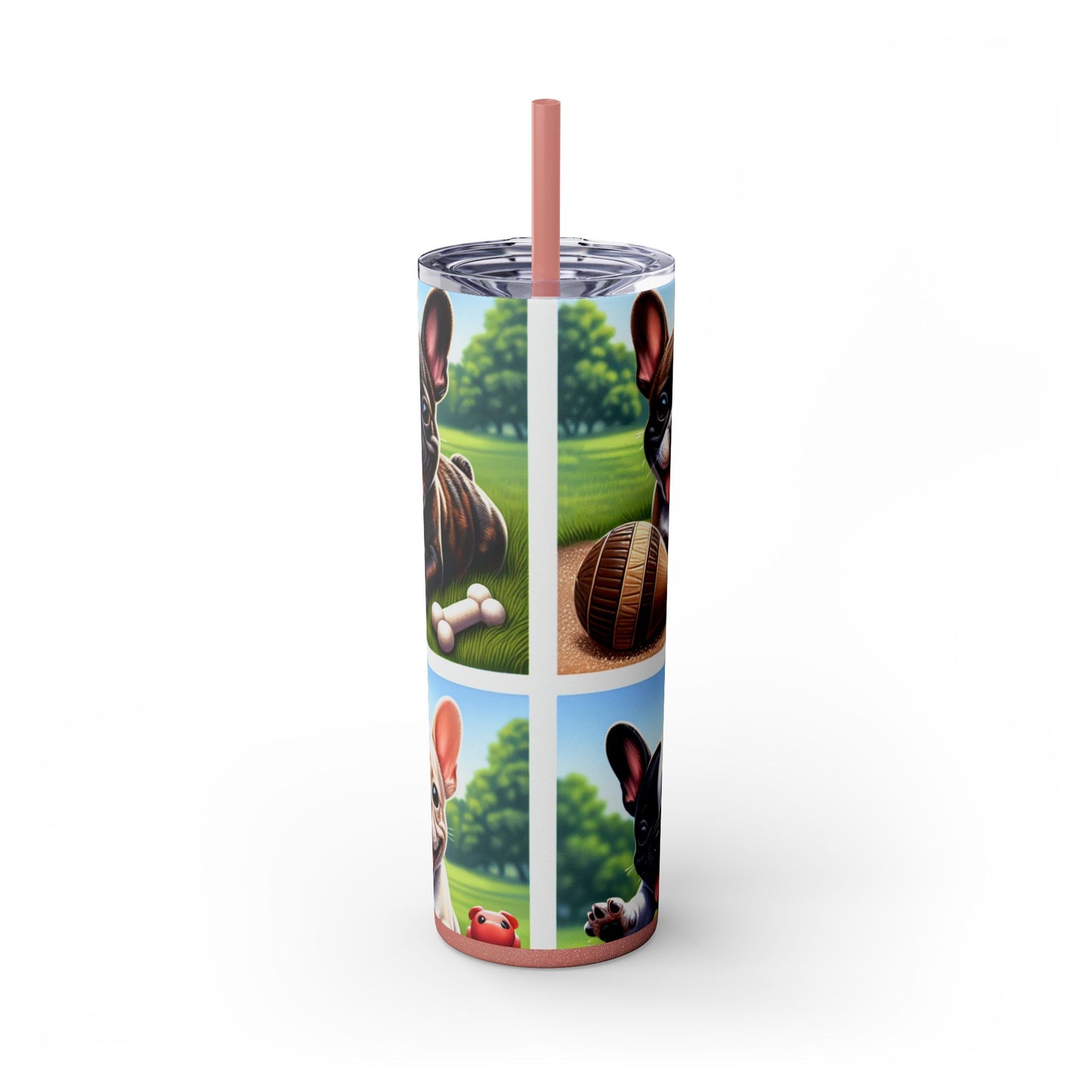 French Bulldog Skinny Tumbler with Straw, 20oz