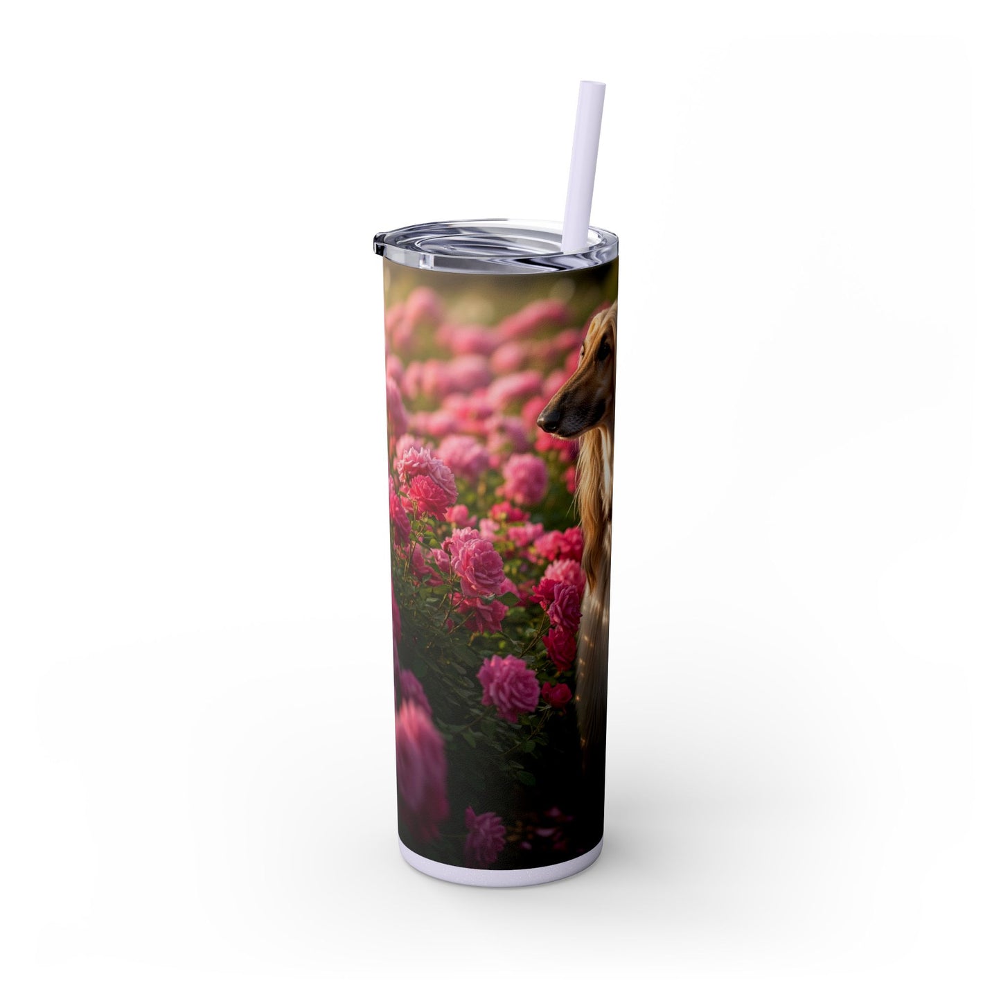 Afghan Hound Skinny Tumbler with Straw, 20oz