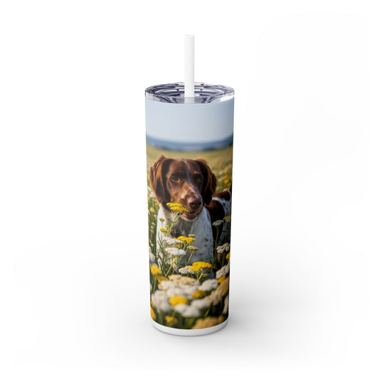 Drentsche Patrijshond Skinny Tumbler with Straw, 20oz