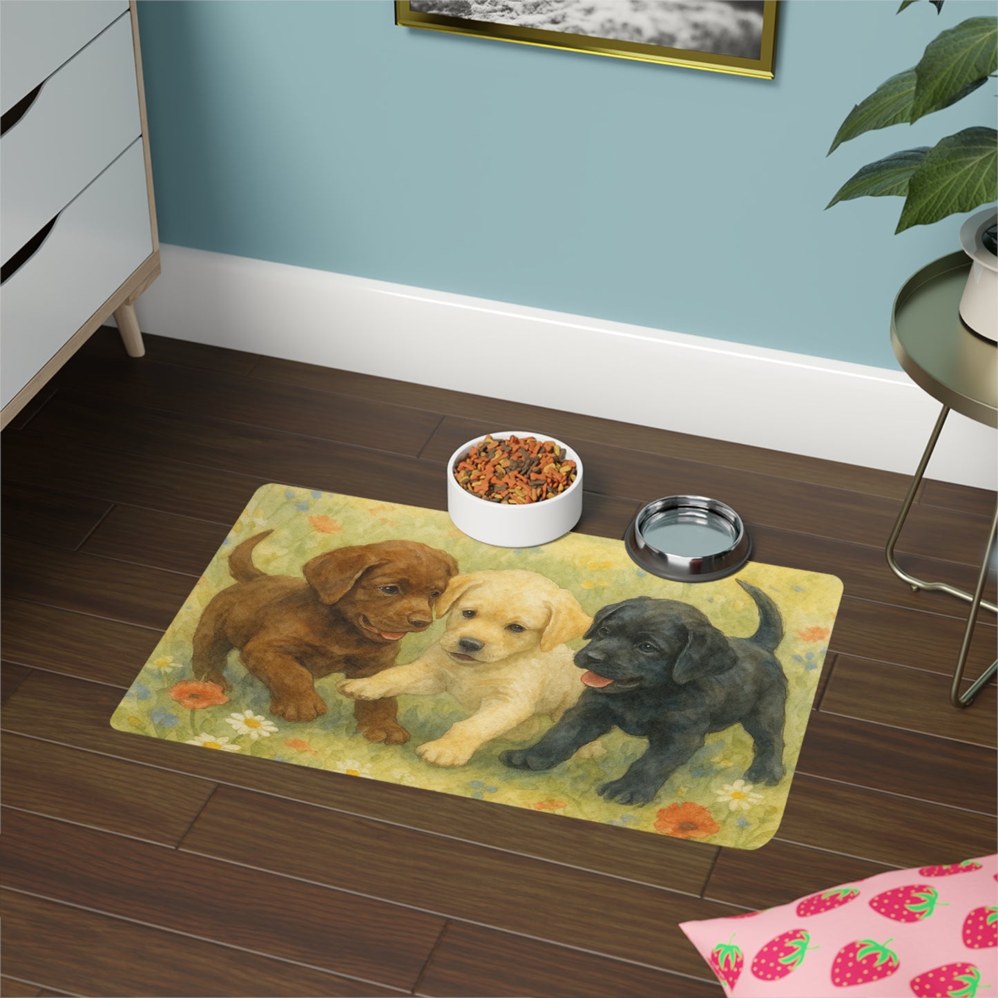 Pet Food Mat (12x18) - Labrador Retriever puppies