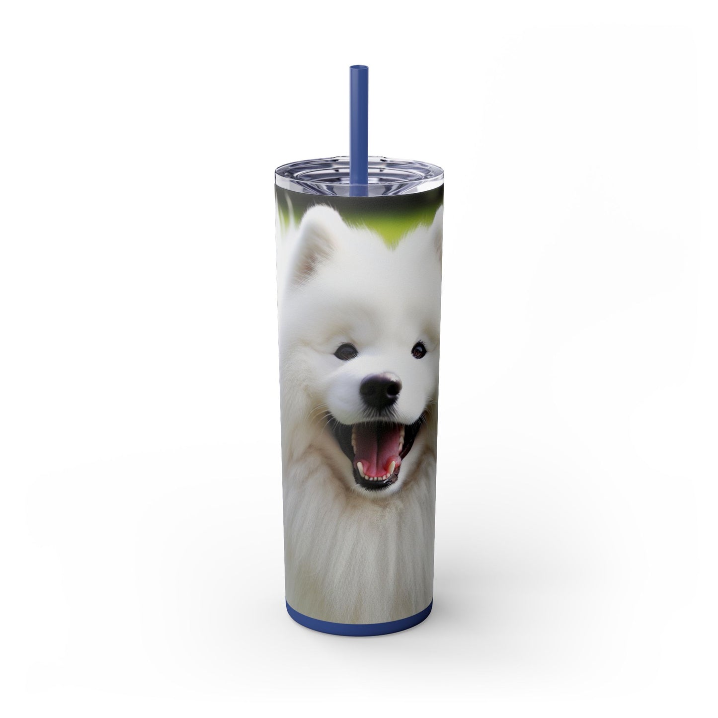 Samoyed Skinny Tumbler with Straw, 20oz