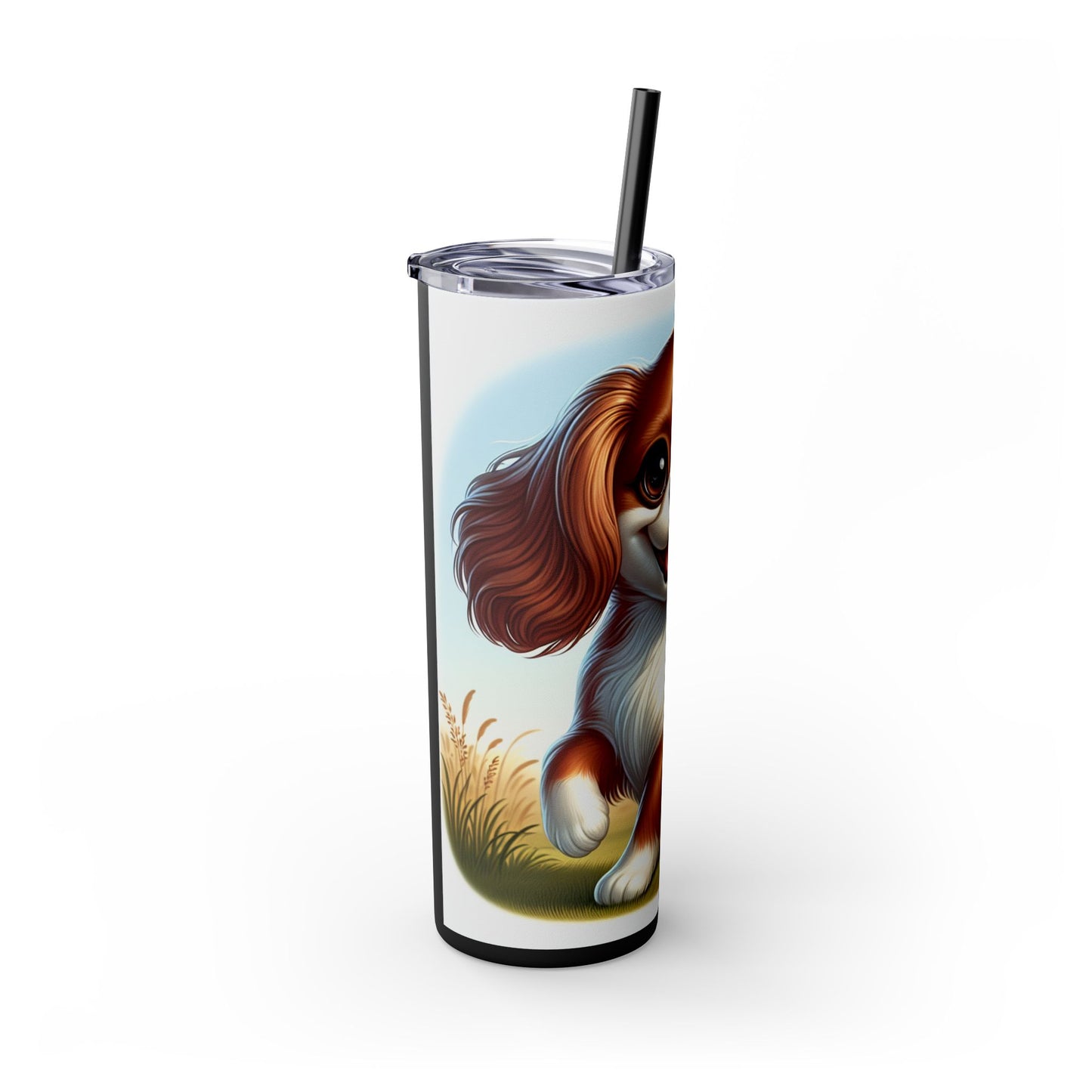 English Toy Spaniel Skinny Tumbler with Straw, 20oz