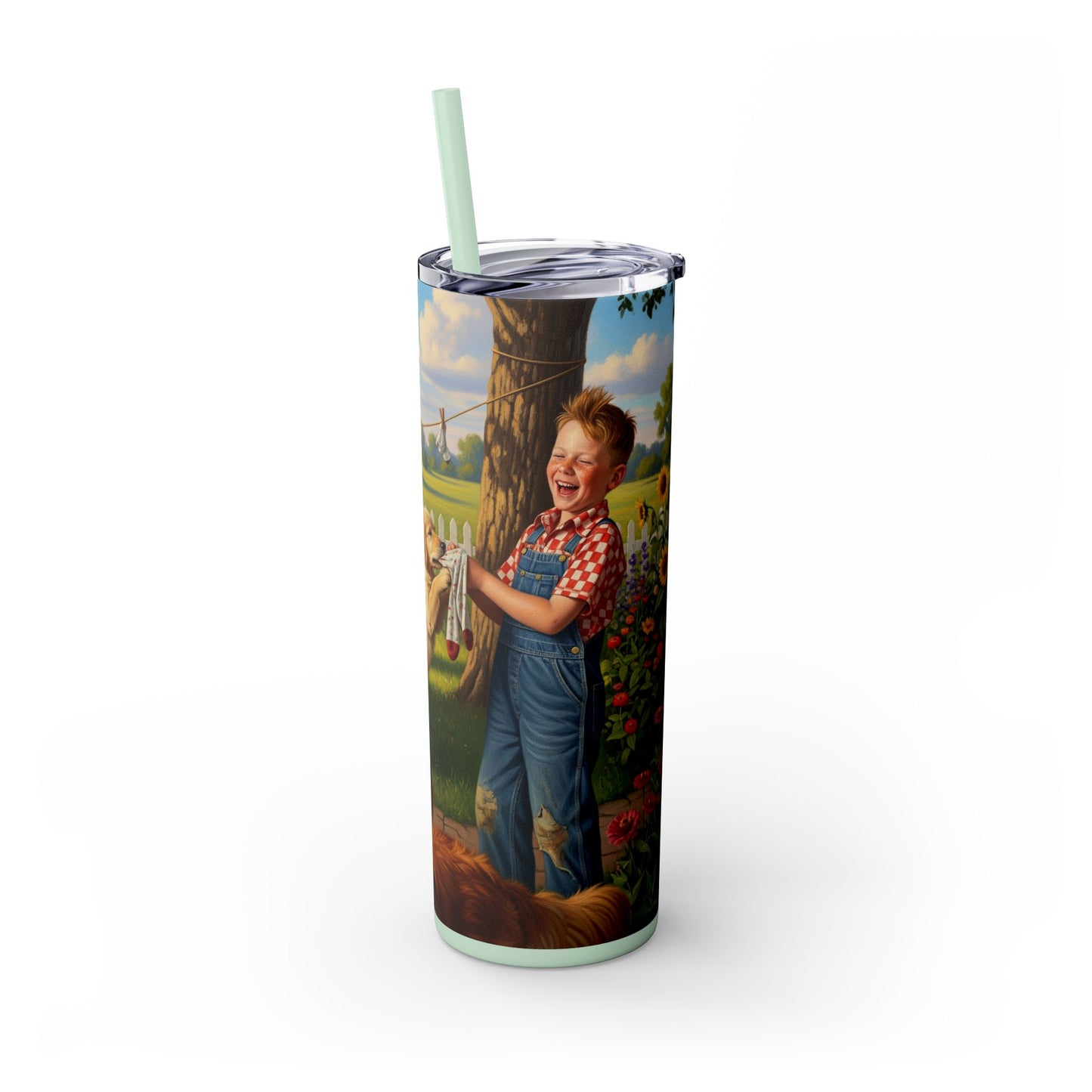 Golden Retriever Skinny Tumbler with Straw, 20oz
