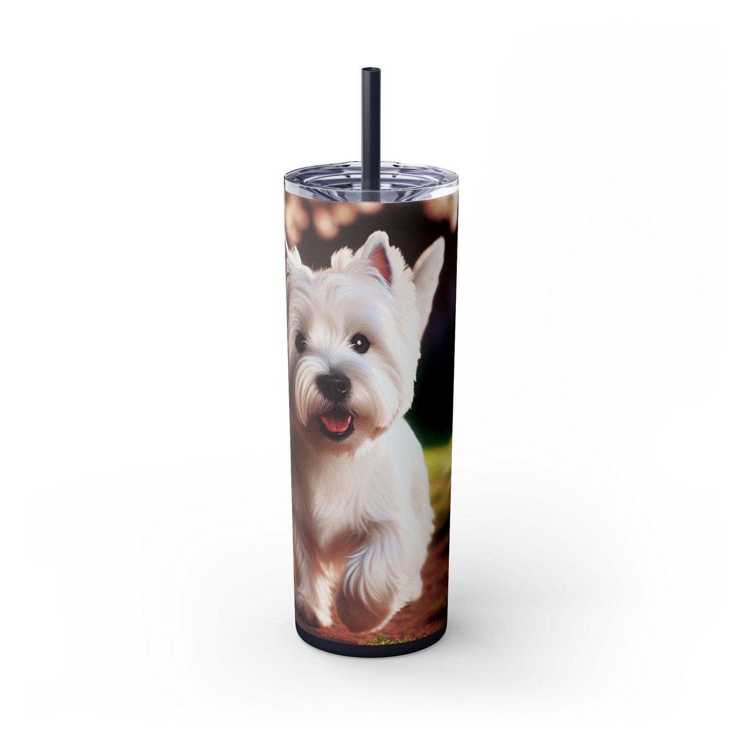 West Highland White Terrier Skinny Tumbler with Straw, 20oz