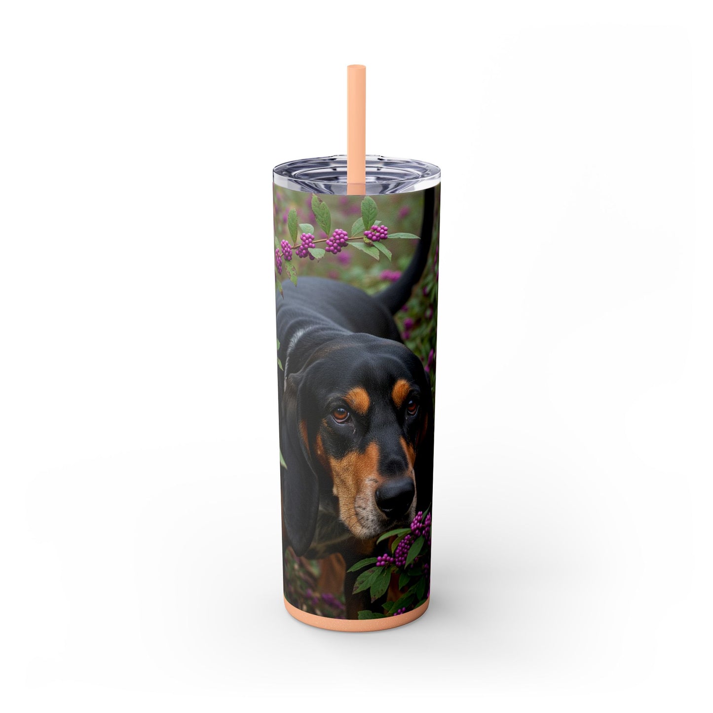 Black and Tan Coonhound Tumbler with Straw, 20oz