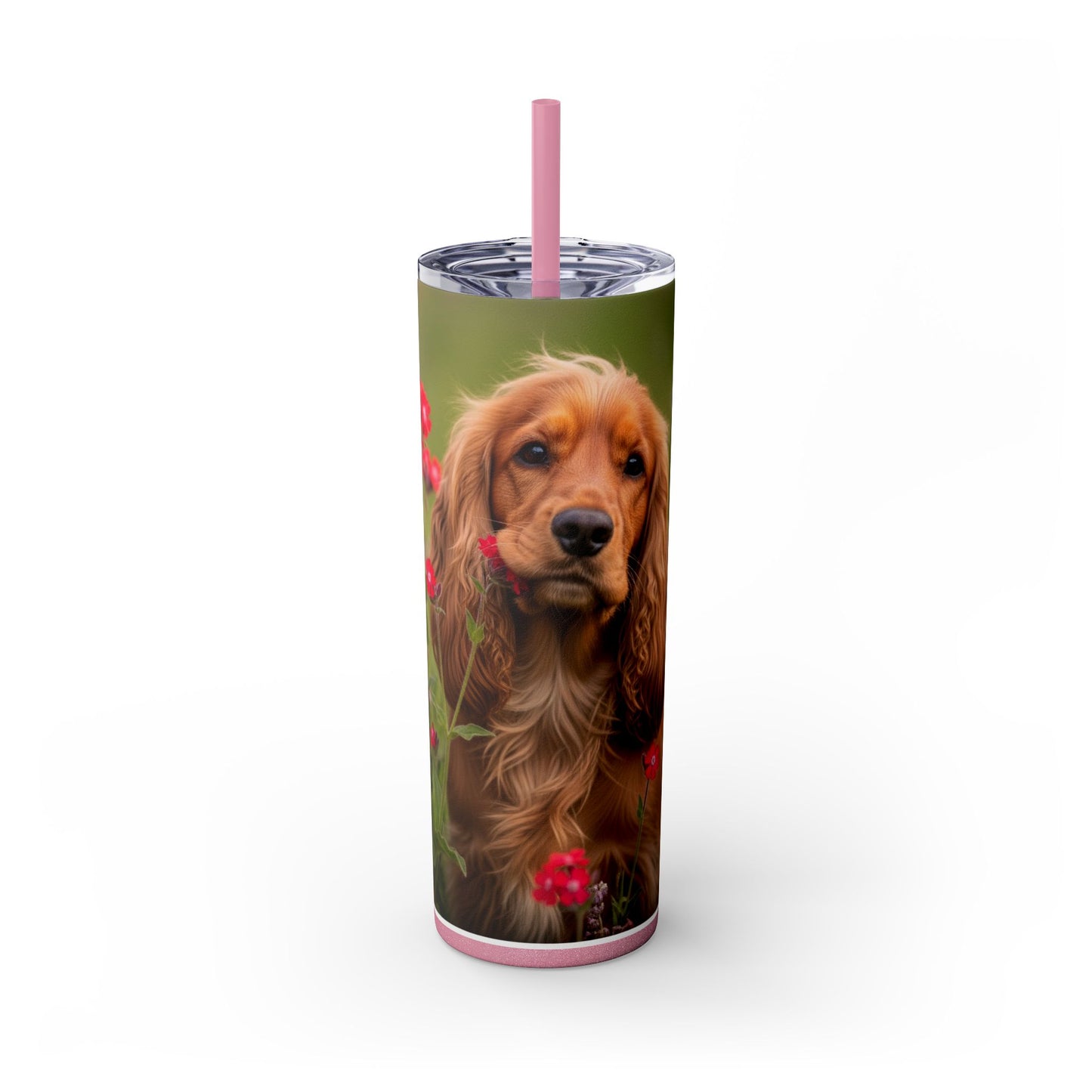 Vaso delgado con pajita de Cocker Spaniel, 20 oz