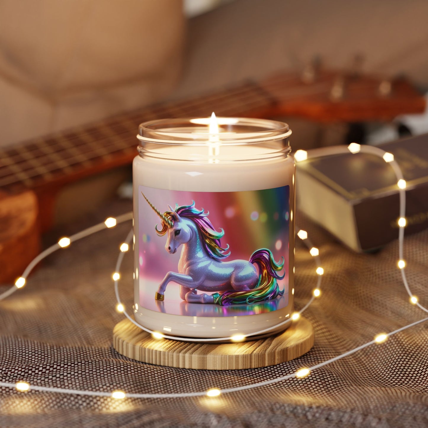 Glittery Rainbow Unicorn- Scented Soy Candle, 9oz