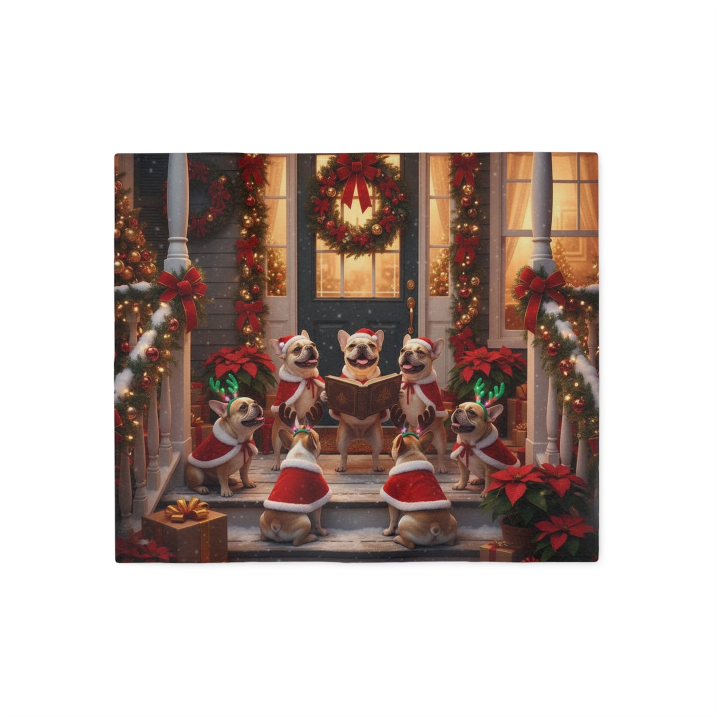 French Bulldogs Holiday Caroling Blanket