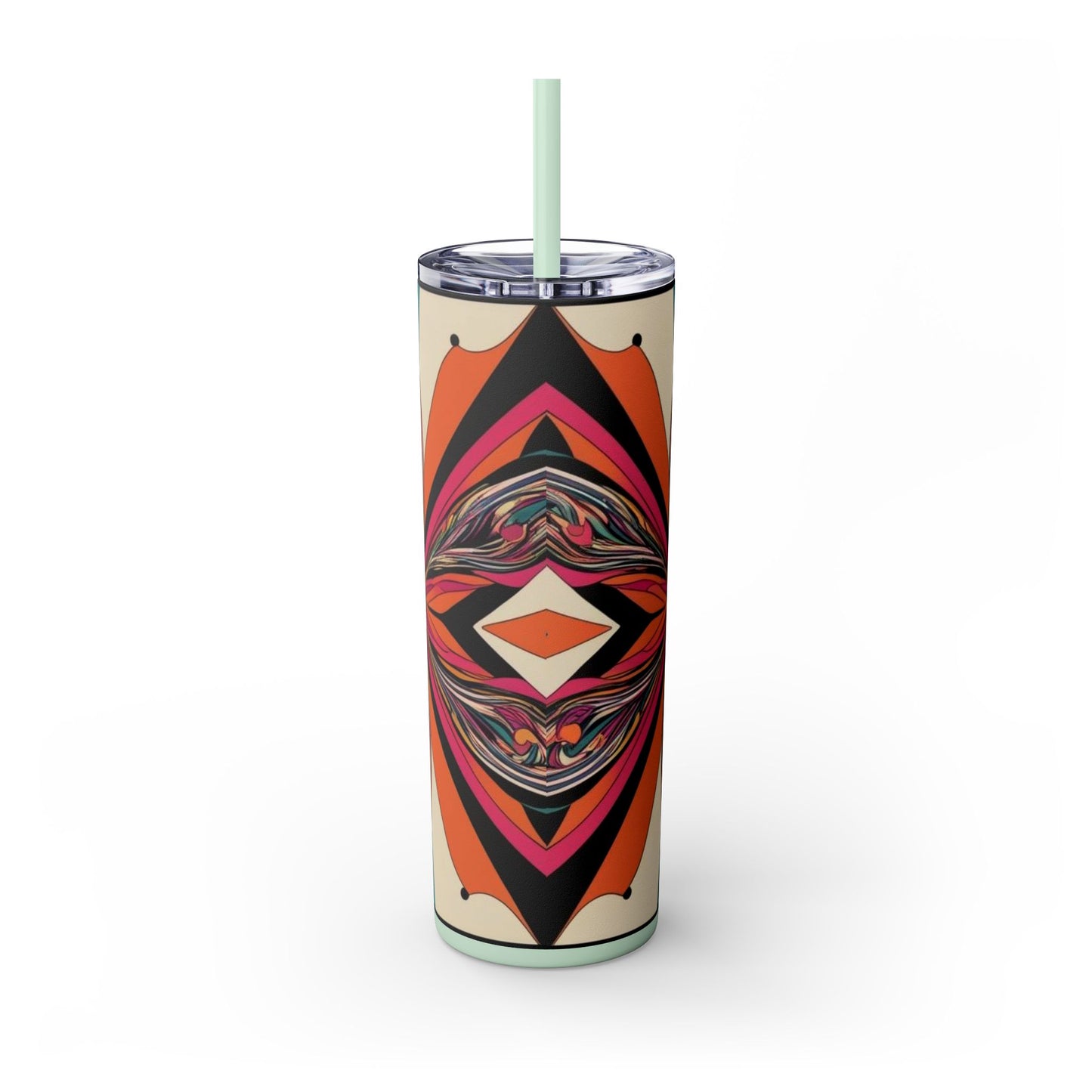 Optical Illusion Skinny Tumbler with Straw, 20oz