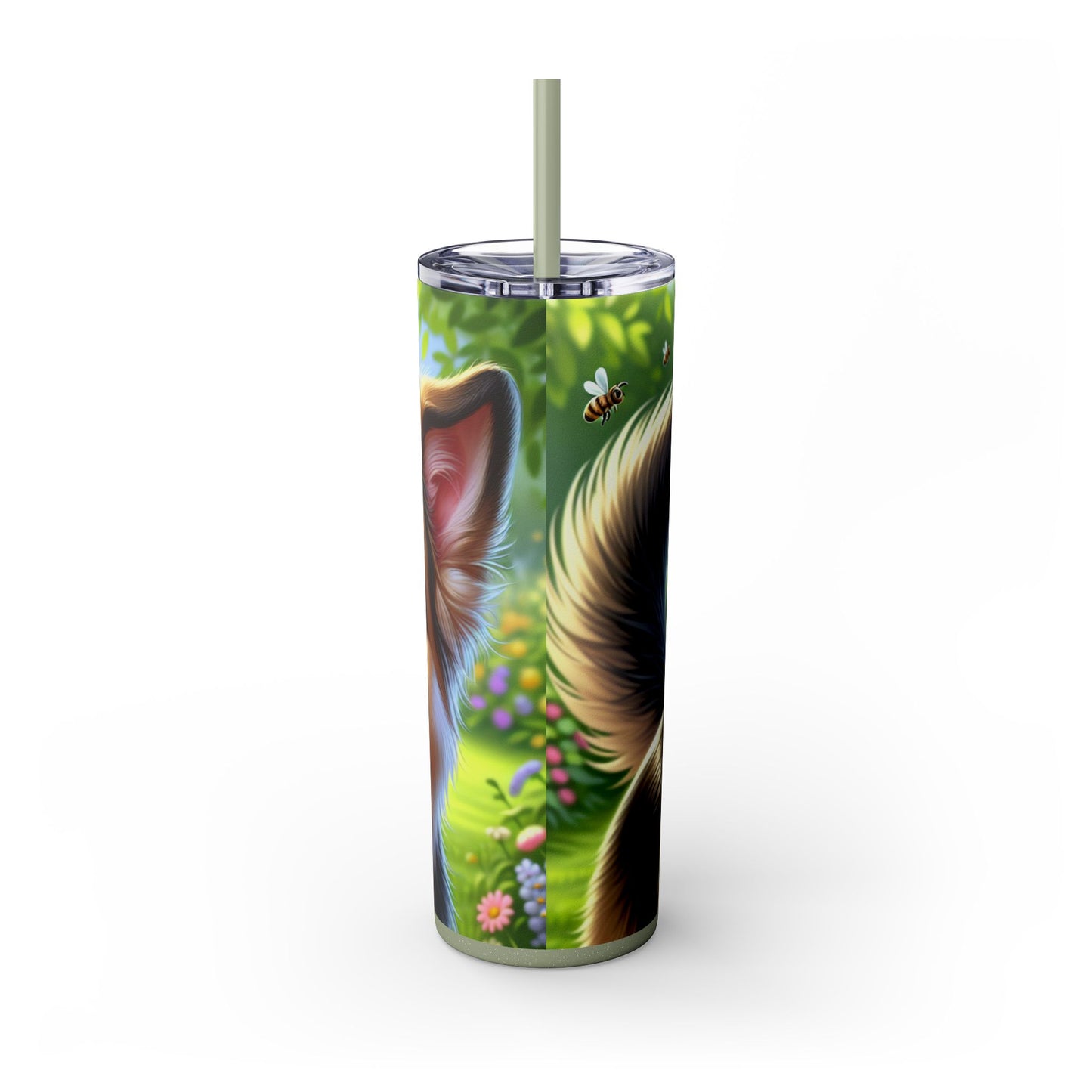 German Shepherd Skinny Tumbler with Straw, 20oz