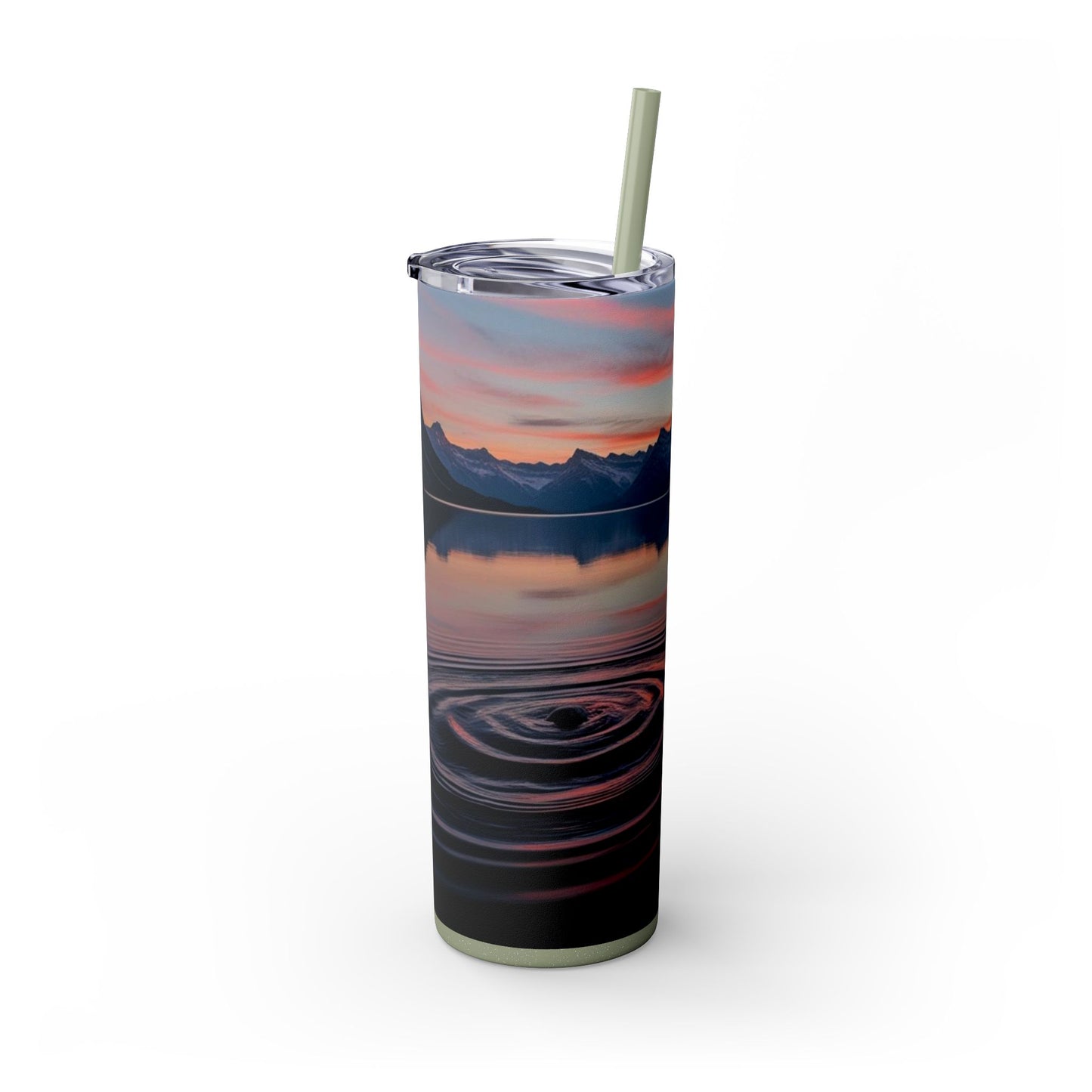 Ripple in a Mountain Lake Skinny Tumbler with Straw, 20oz