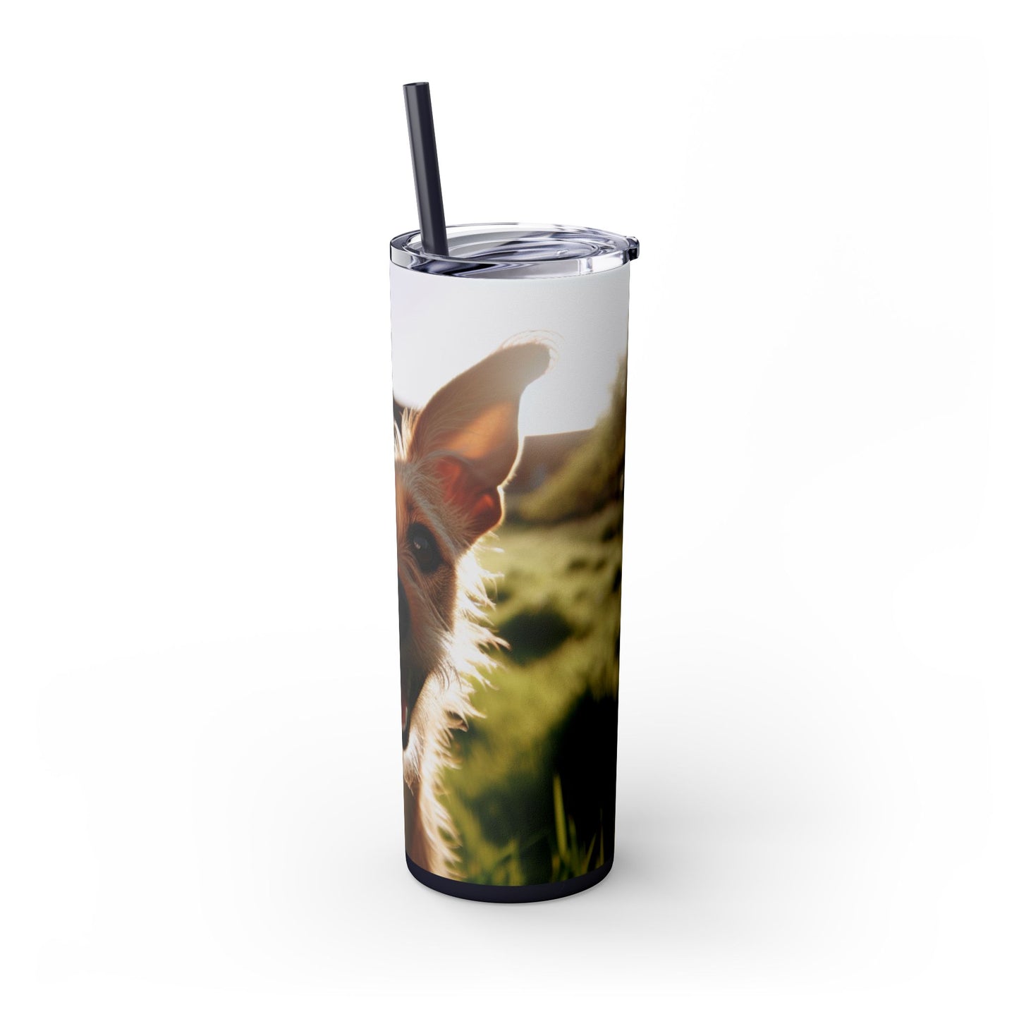Portuguese Podengo Skinny Tumbler with Straw, 20oz