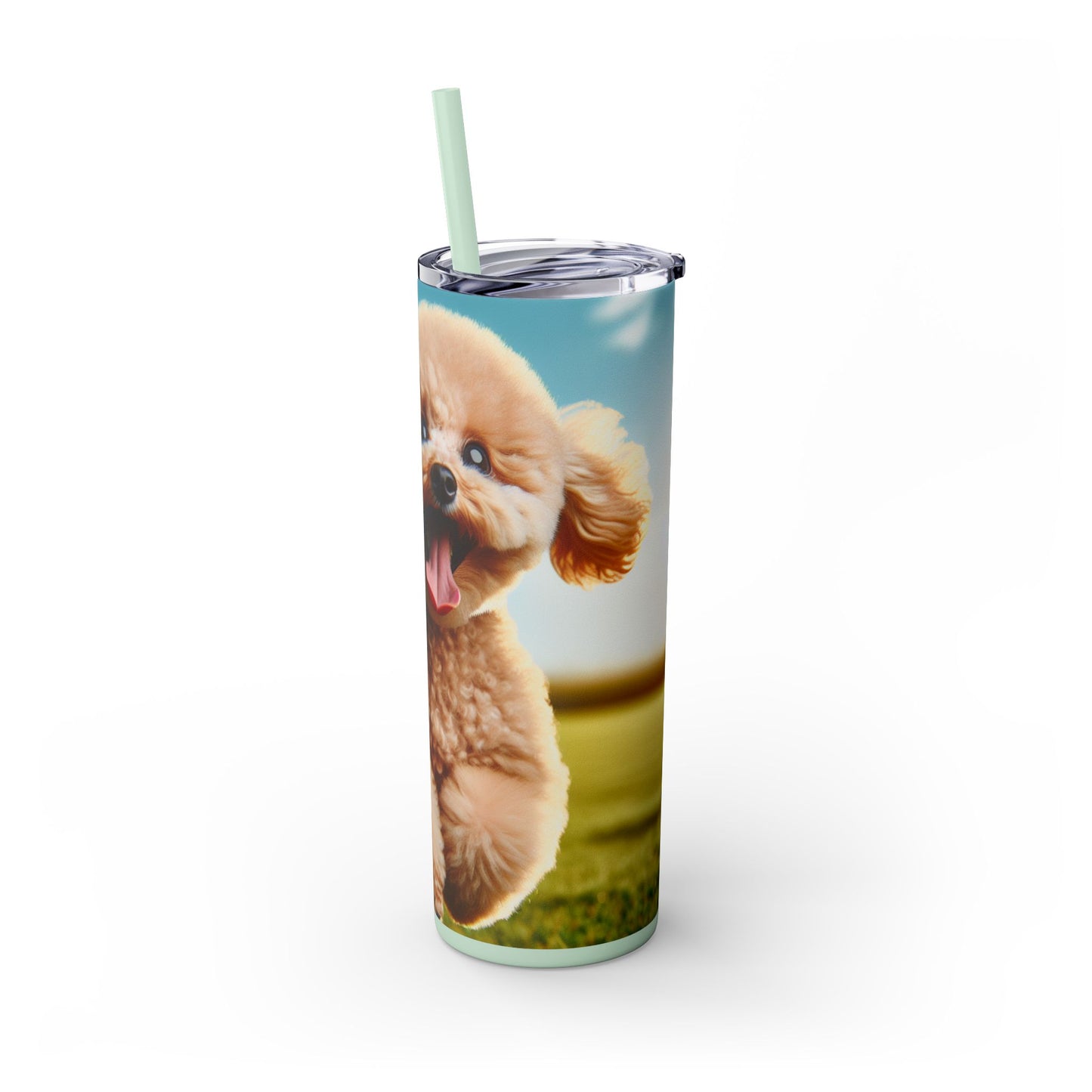 Toy Poodle Skinny Tumbler with Straw, 20oz