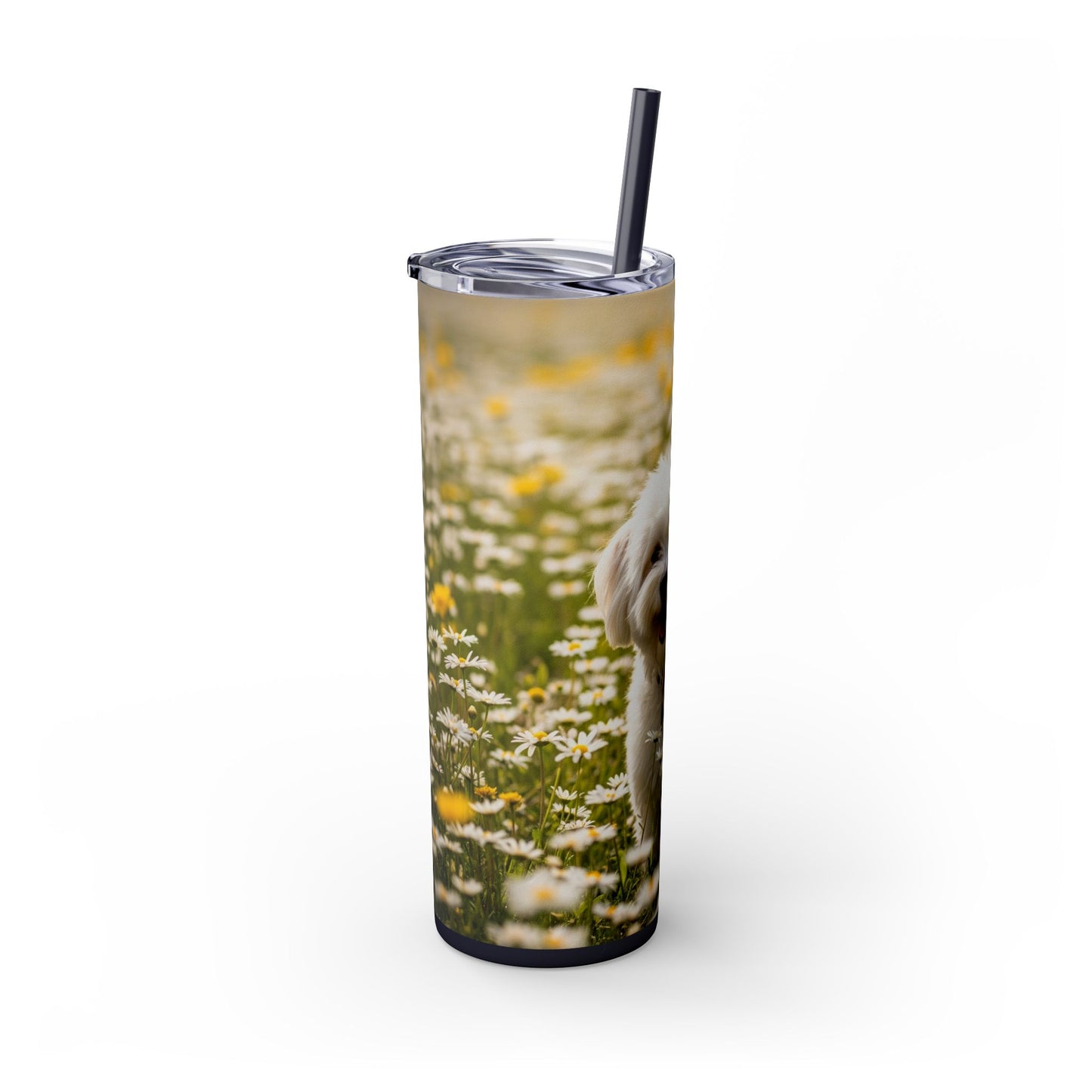 Lowchen Skinny Tumbler with Straw, 20oz