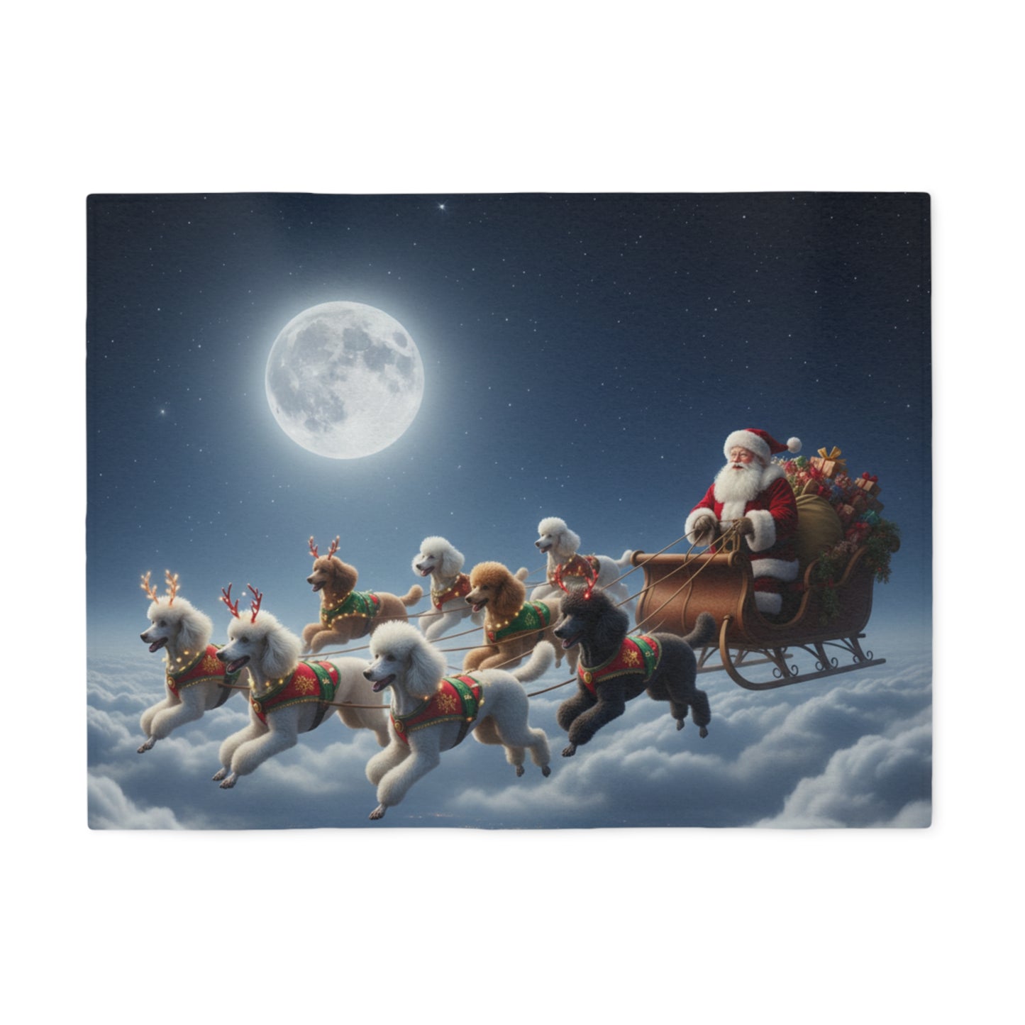 Santa's Poodle Powered Sleigh Blanket