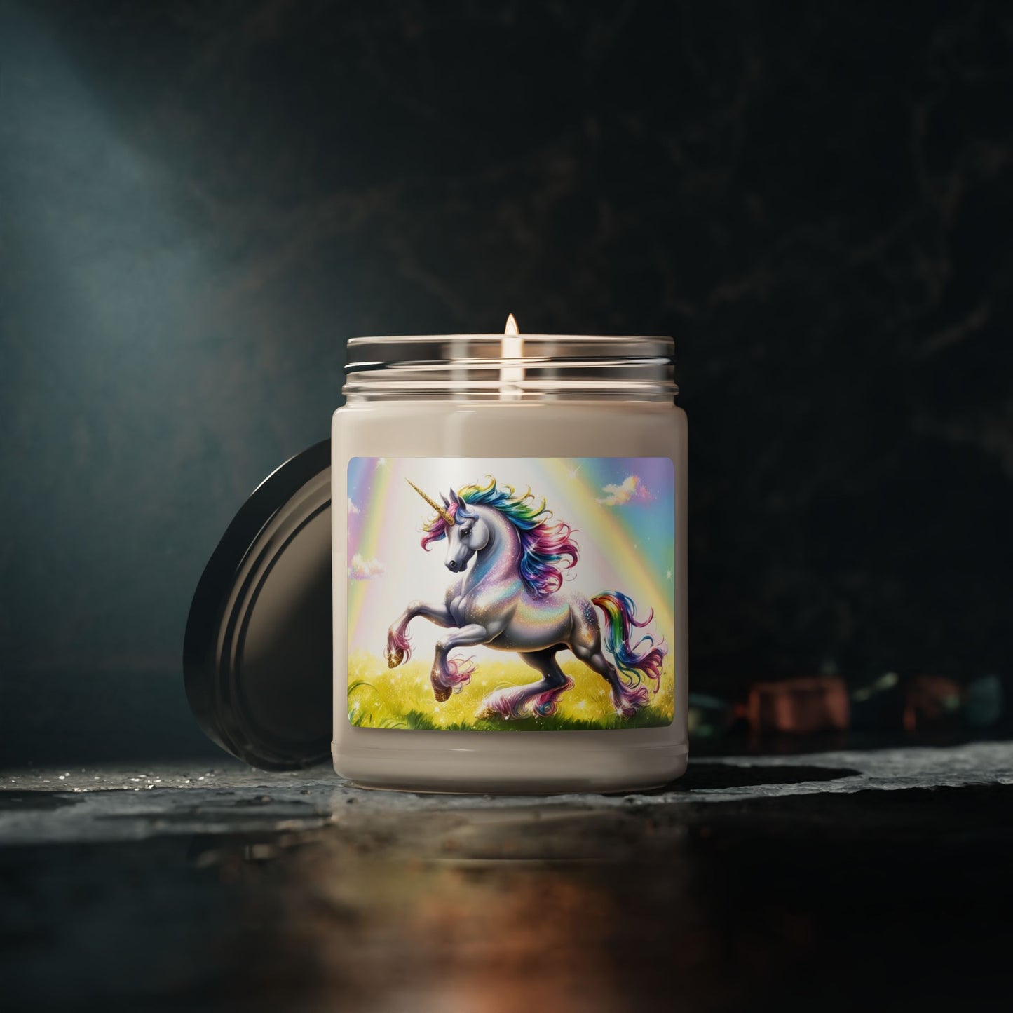 Glittery Rainbow Unicorn- Scented Soy Candle, 9oz