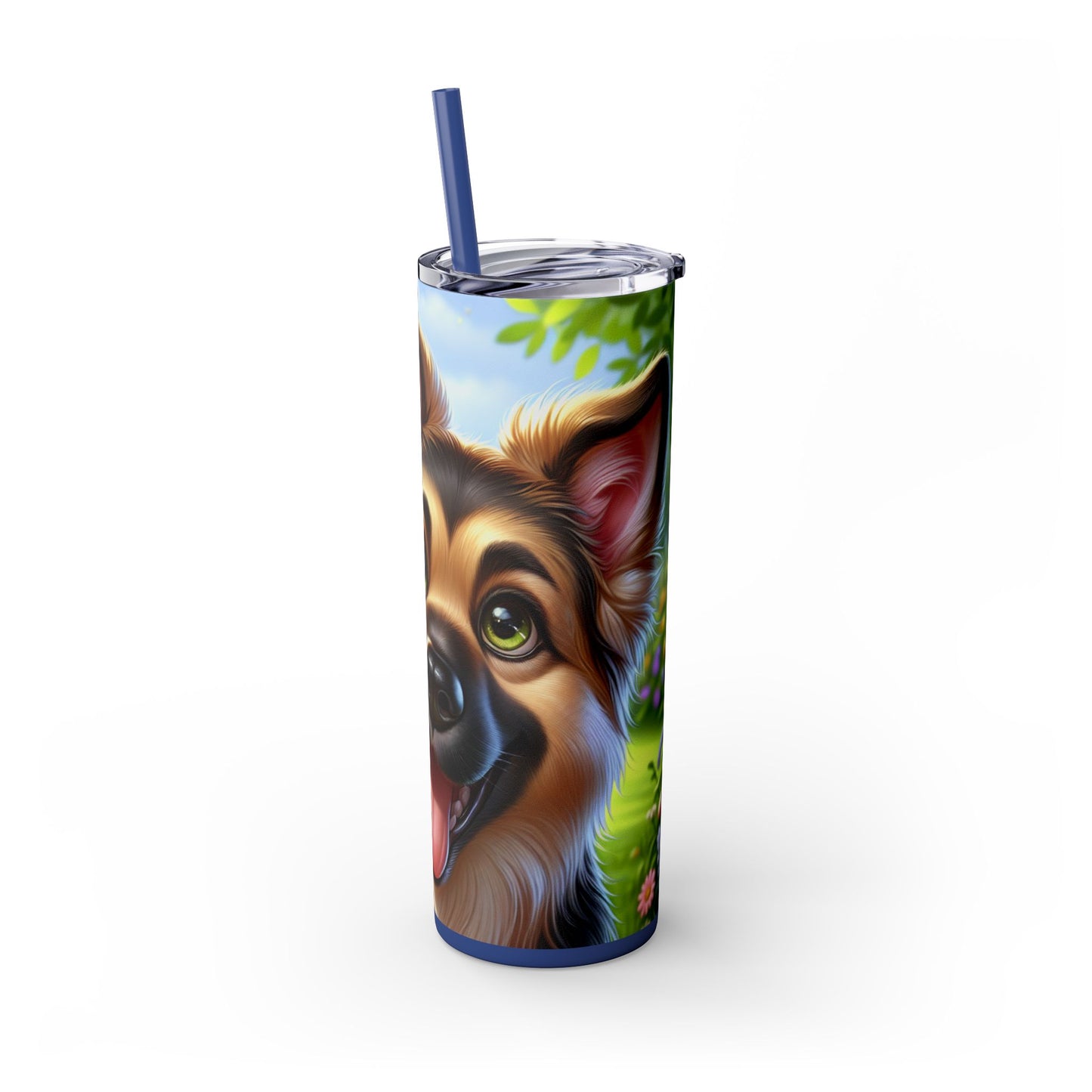 German Shepherd Skinny Tumbler with Straw, 20oz