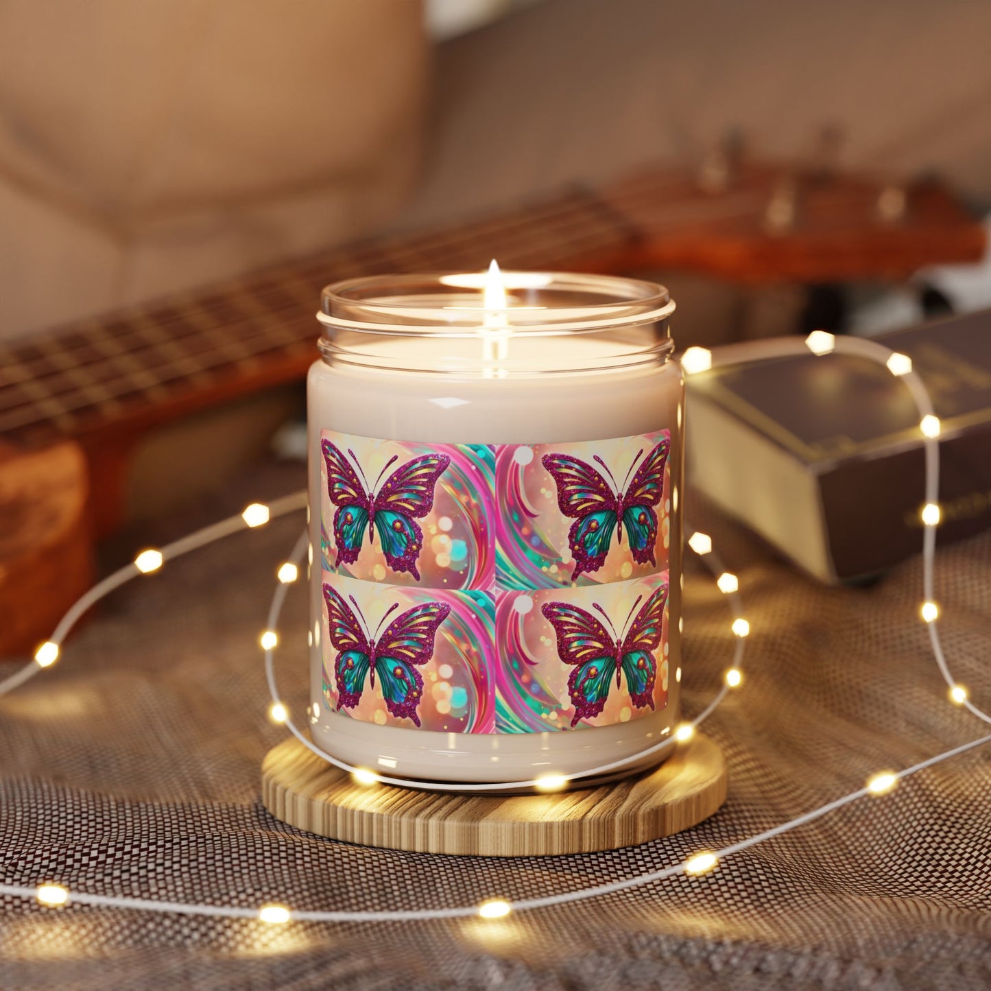 Glittery Psychedelic Butterfly- Scented Soy Candle, 9oz