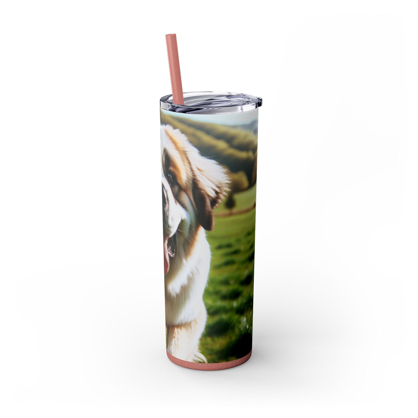 Pyrenean Mastiff Skinny Tumbler with Straw, 20oz