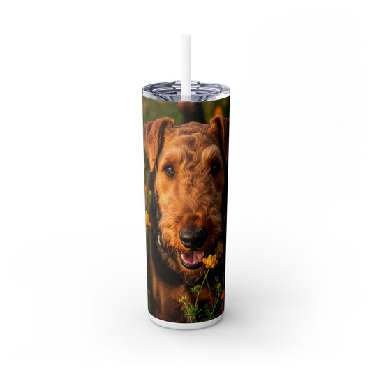 Airedale Terrier Skinny Tumbler with Straw, 20oz