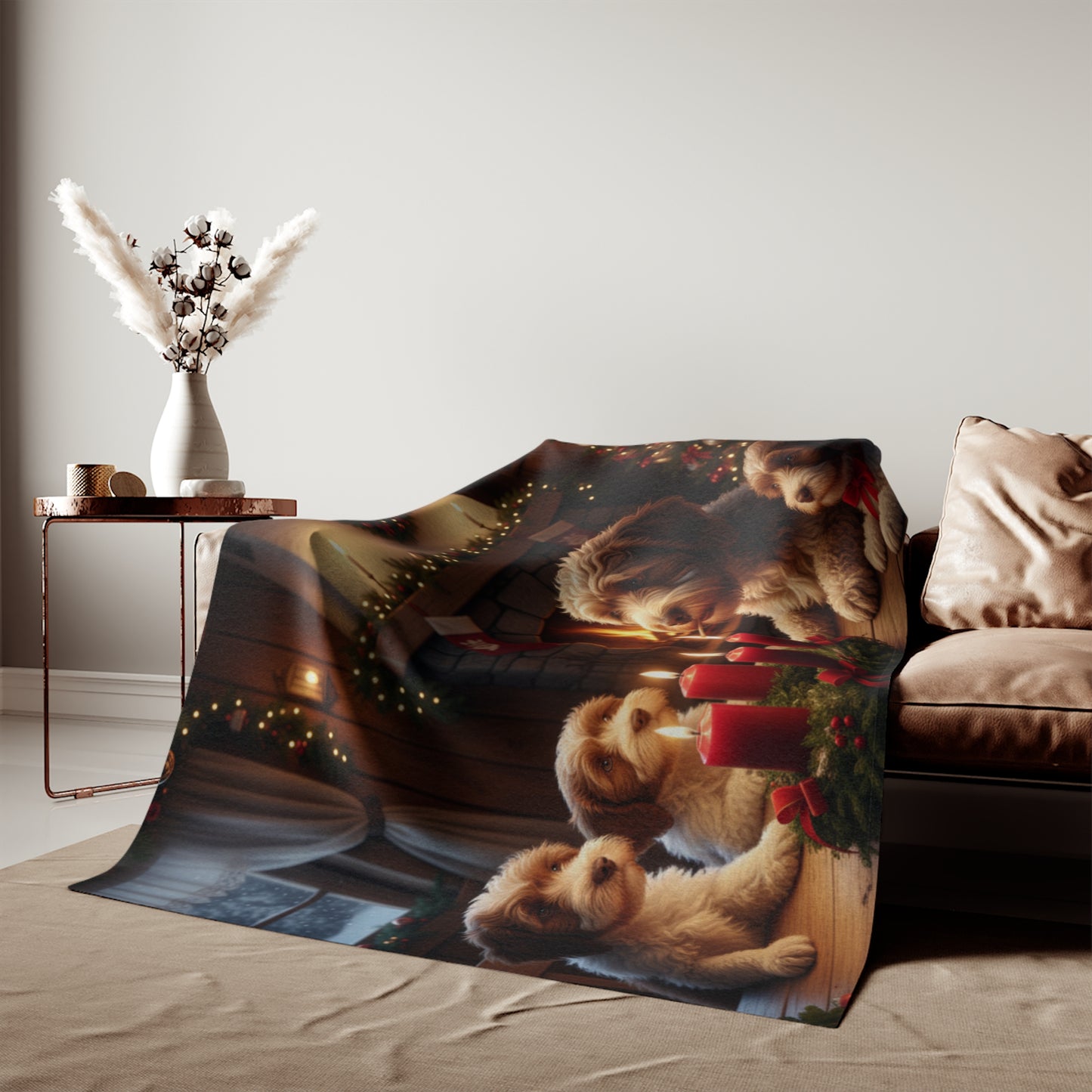 Lagotto Romagnolos Lighting an Advent Candle Blanket