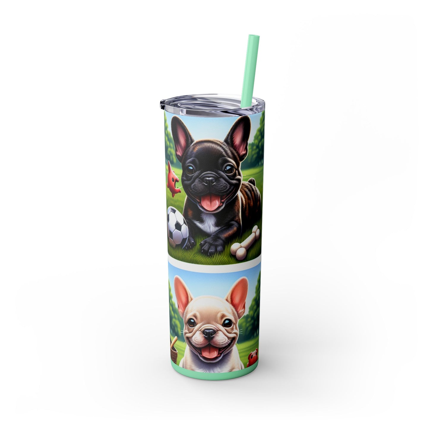 French Bulldog Skinny Tumbler with Straw, 20oz