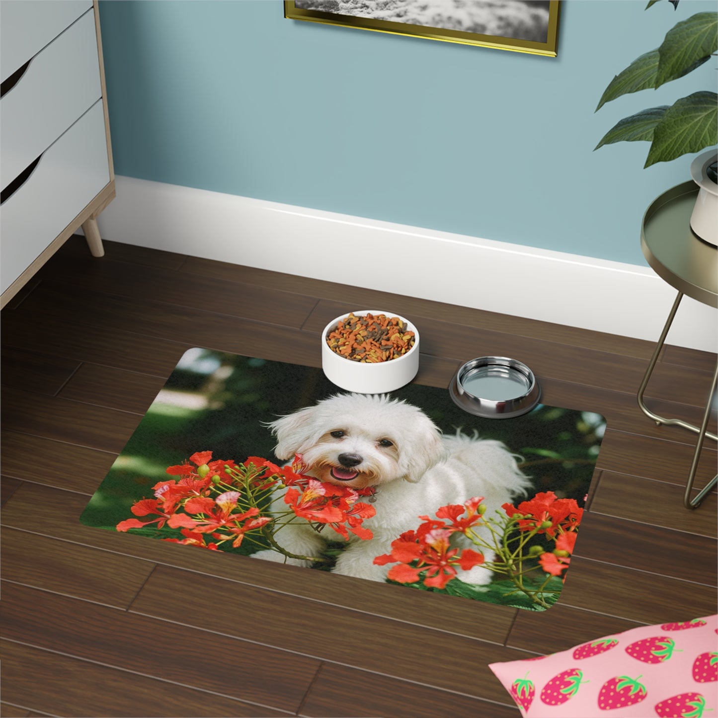 Tapete para comida de mascotas (12x18) - Coton de Tulear
