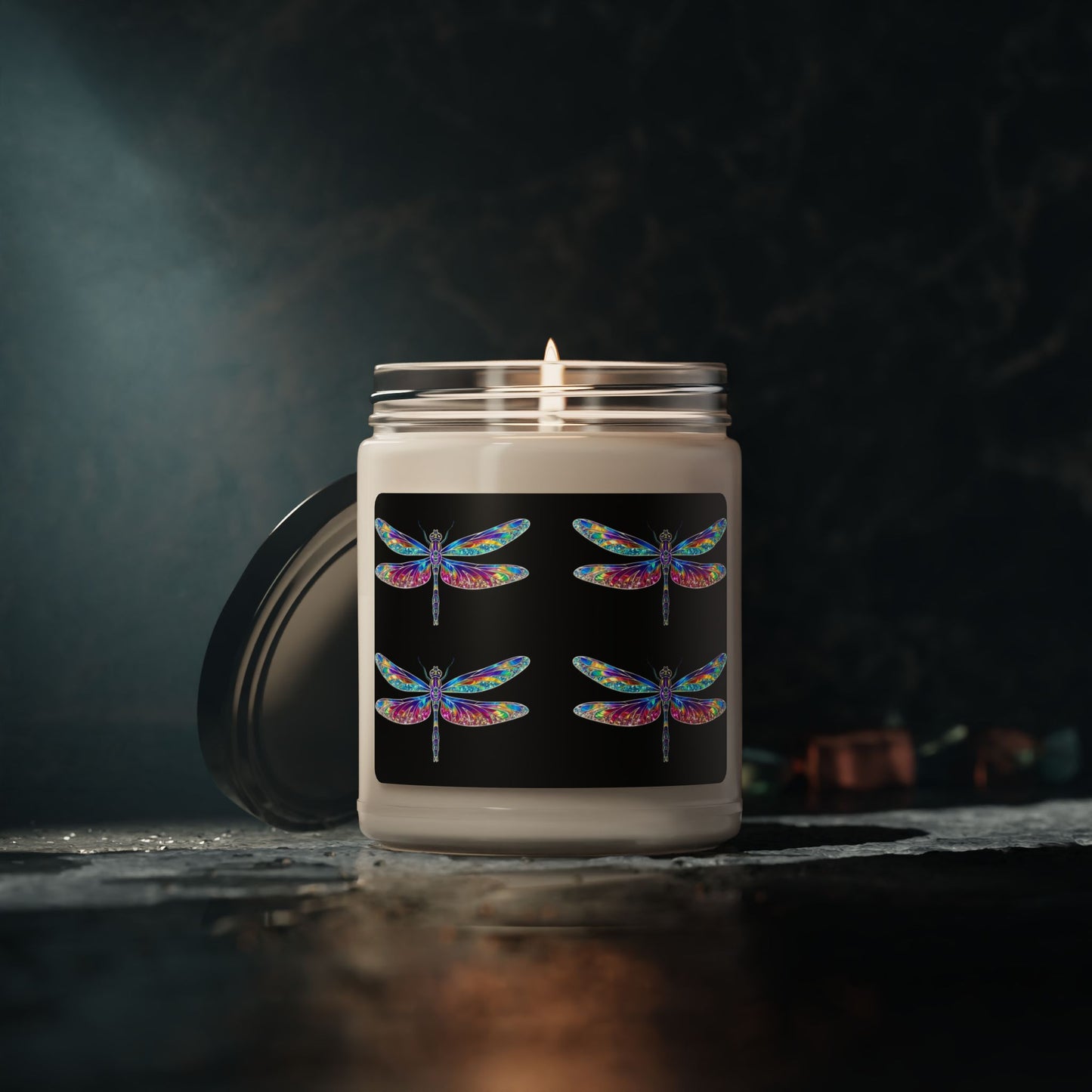 Glittery Psychedelic Dragonfly- Scented Soy Candle, 9oz