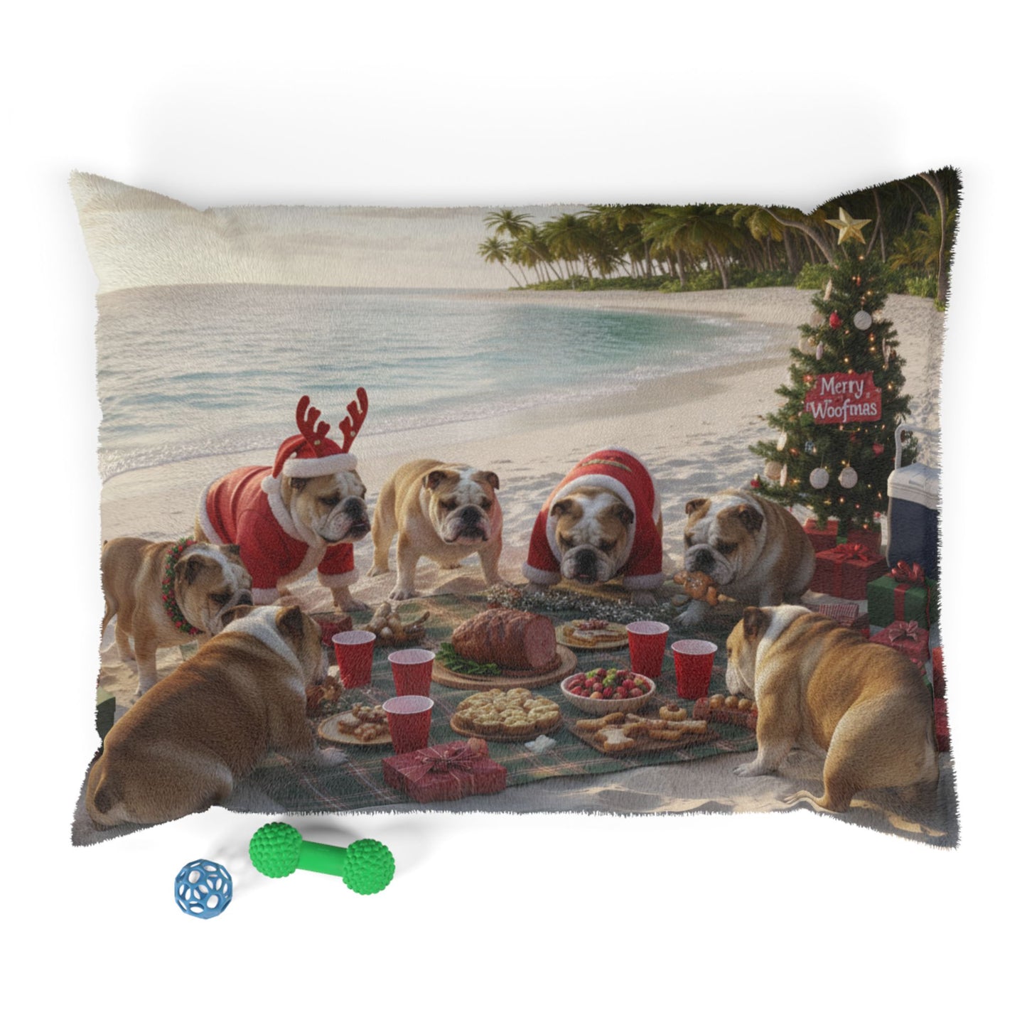 Bulldogs Beach Holiday Picnic Pet Bed