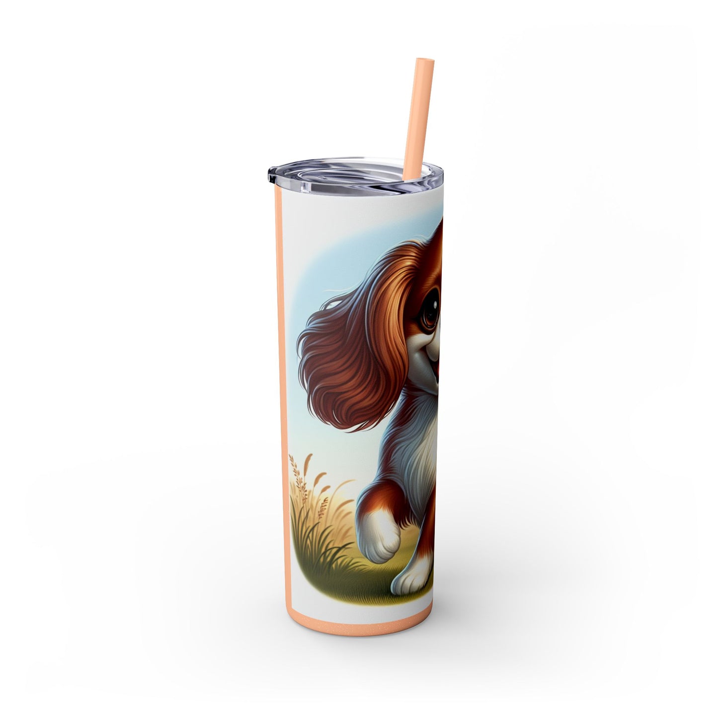 English Toy Spaniel Skinny Tumbler with Straw, 20oz