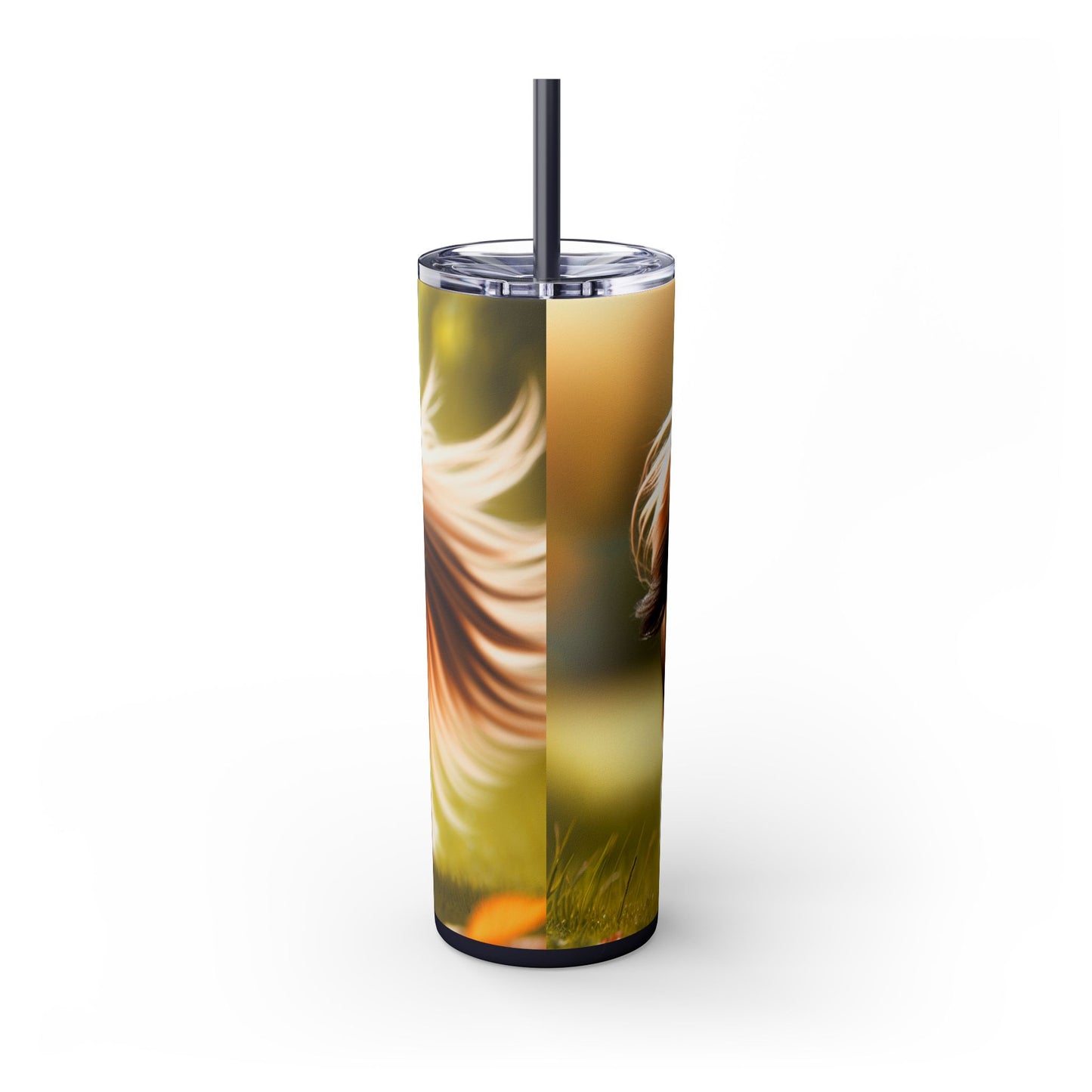 Tibetan Spaniel Skinny Tumbler with Straw, 20oz