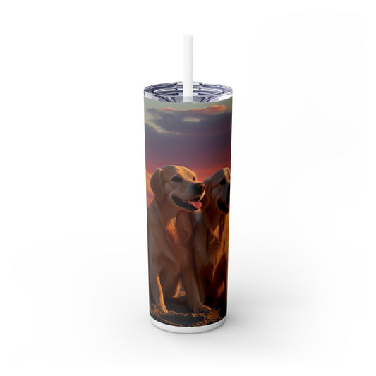 Golden Retriever Love Skinny Tumbler with Straw, 20oz