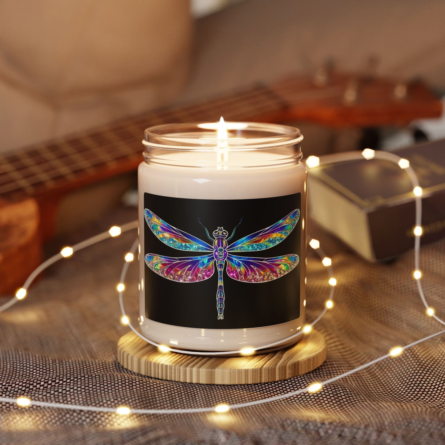 Glittery Psychedelic Dragonfly- Scented Soy Candle, 9oz