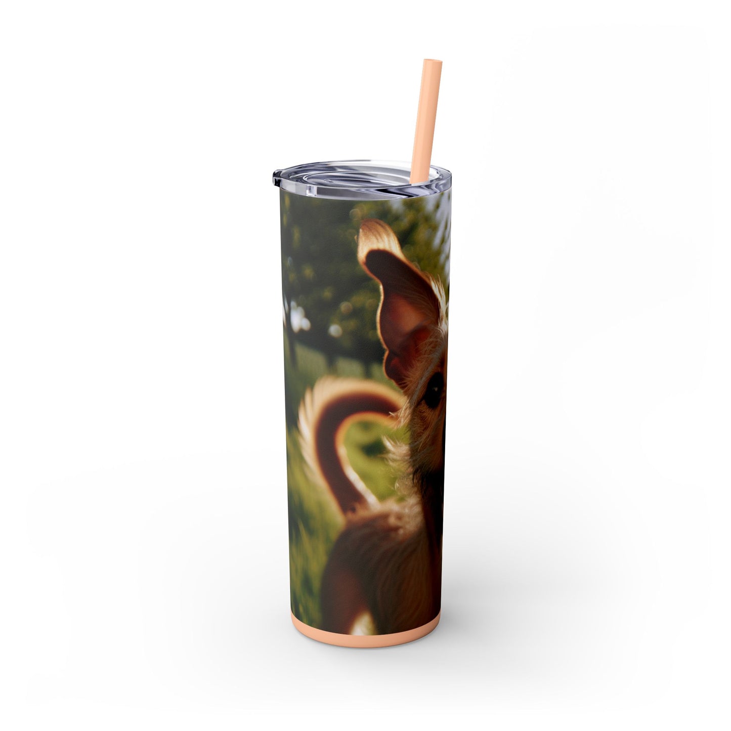 Portuguese Podengo Skinny Tumbler with Straw, 20oz