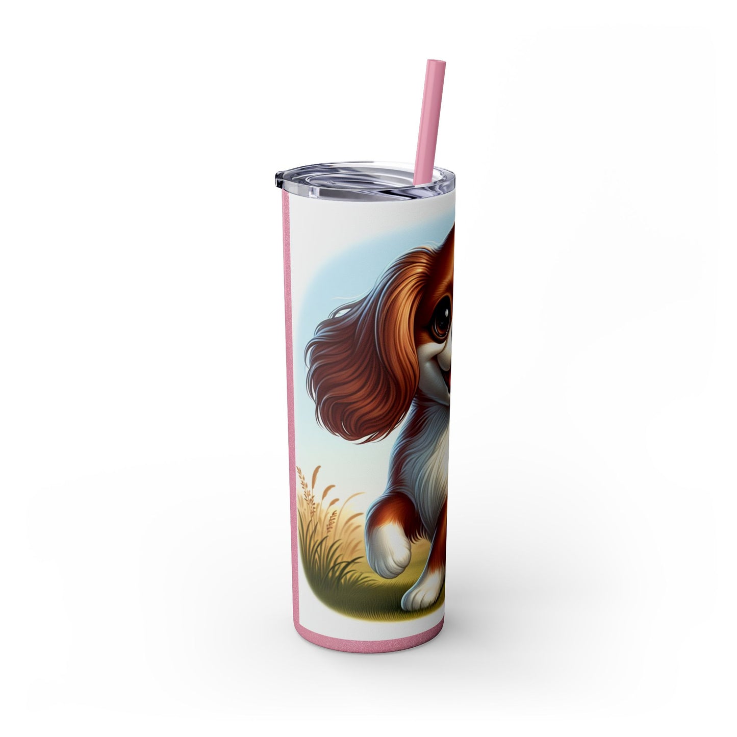 English Toy Spaniel Skinny Tumbler with Straw, 20oz
