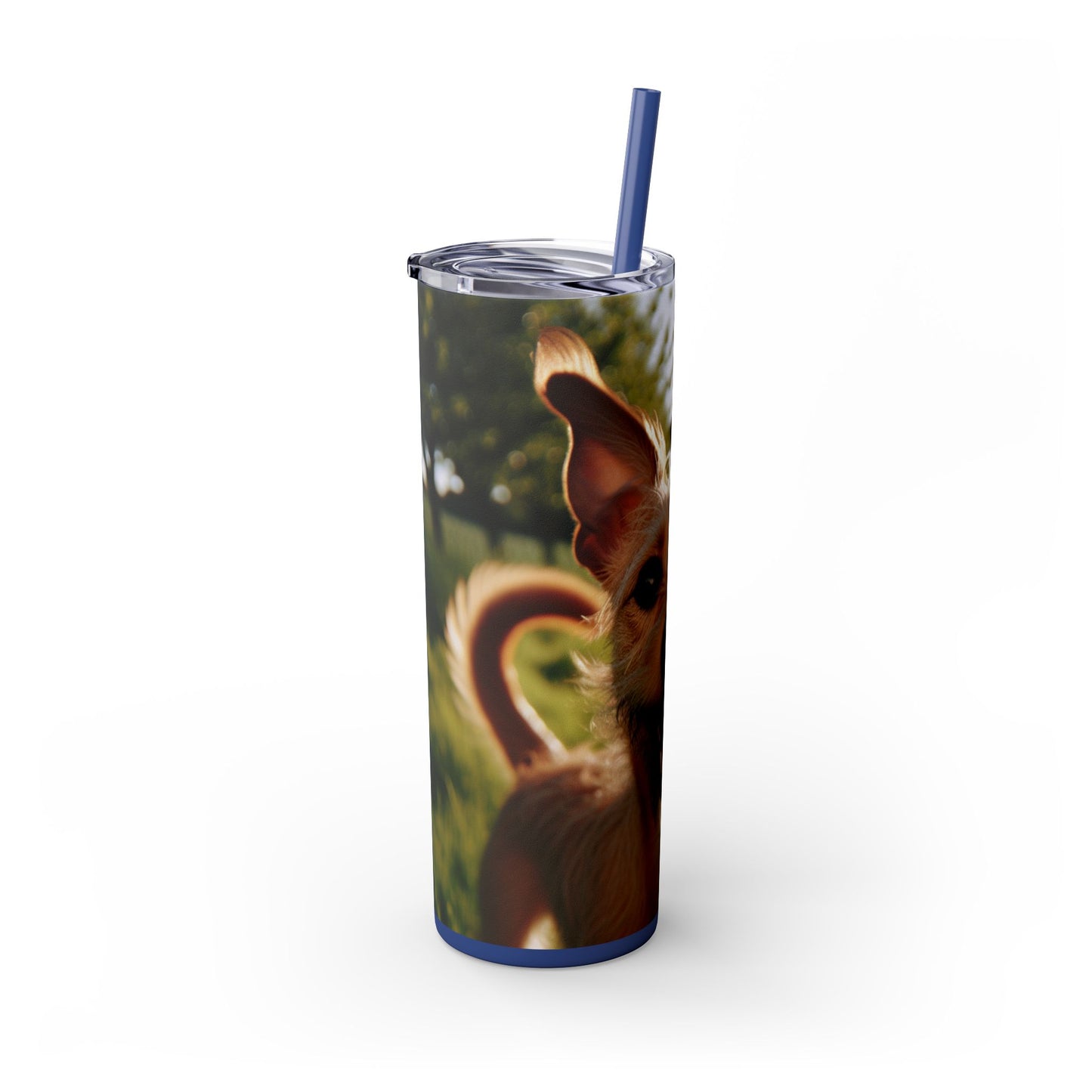 Portuguese Podengo Skinny Tumbler with Straw, 20oz
