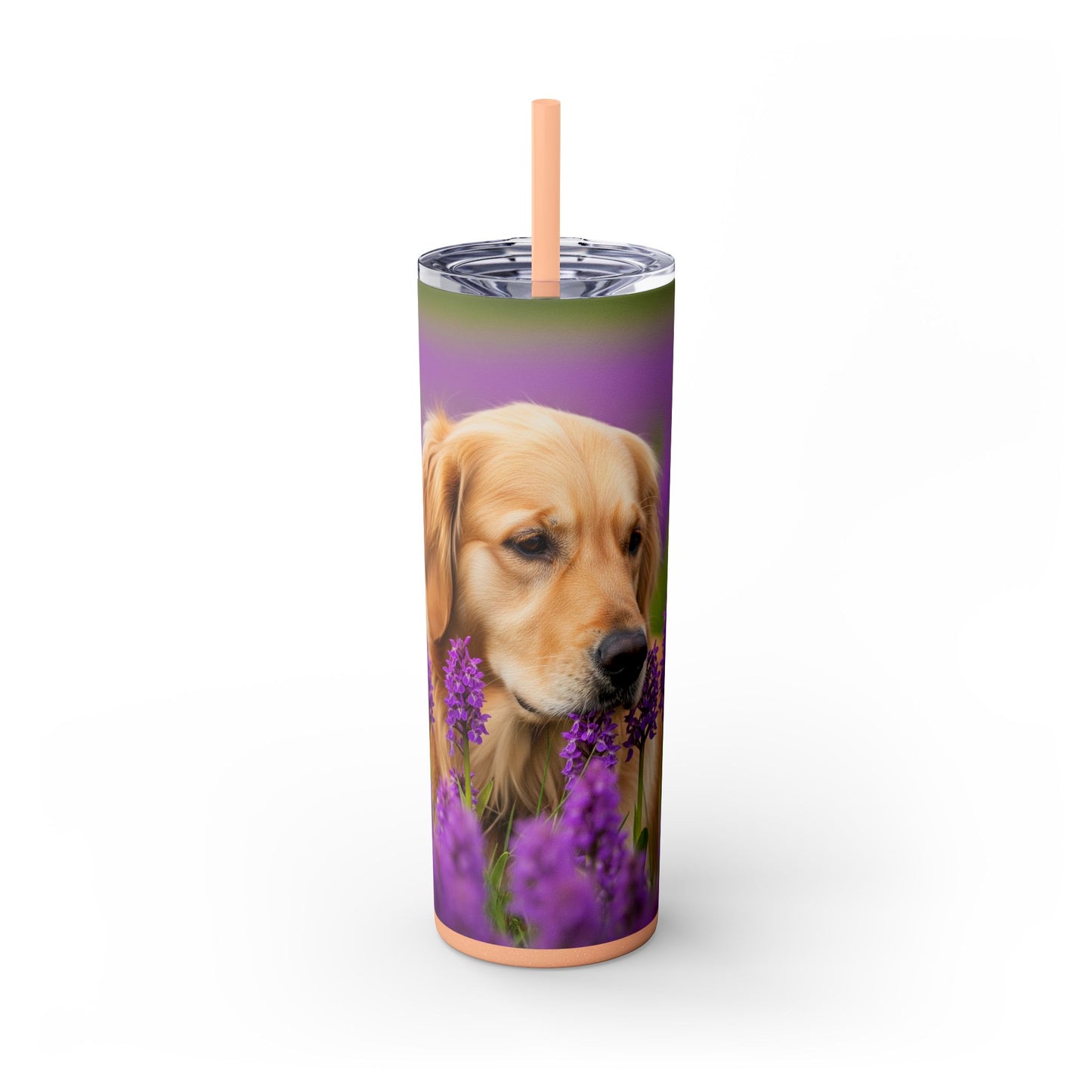 Golden Retriever Skinny Tumbler with Straw, 20oz