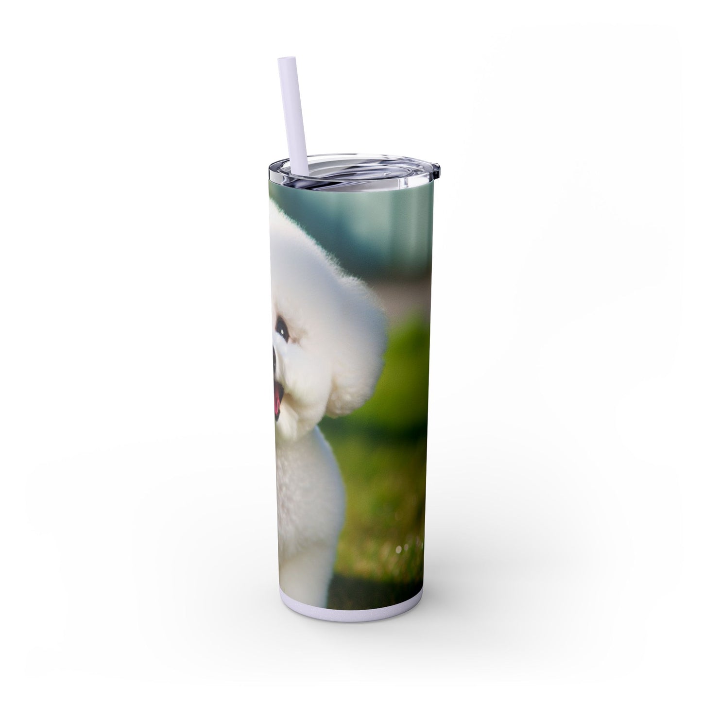 Bichon Frise Skinny Tumbler with Straw, 20oz