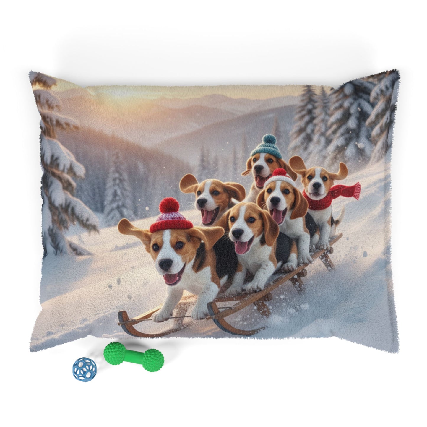 Holiday Sledding Beagle Pet Bed
