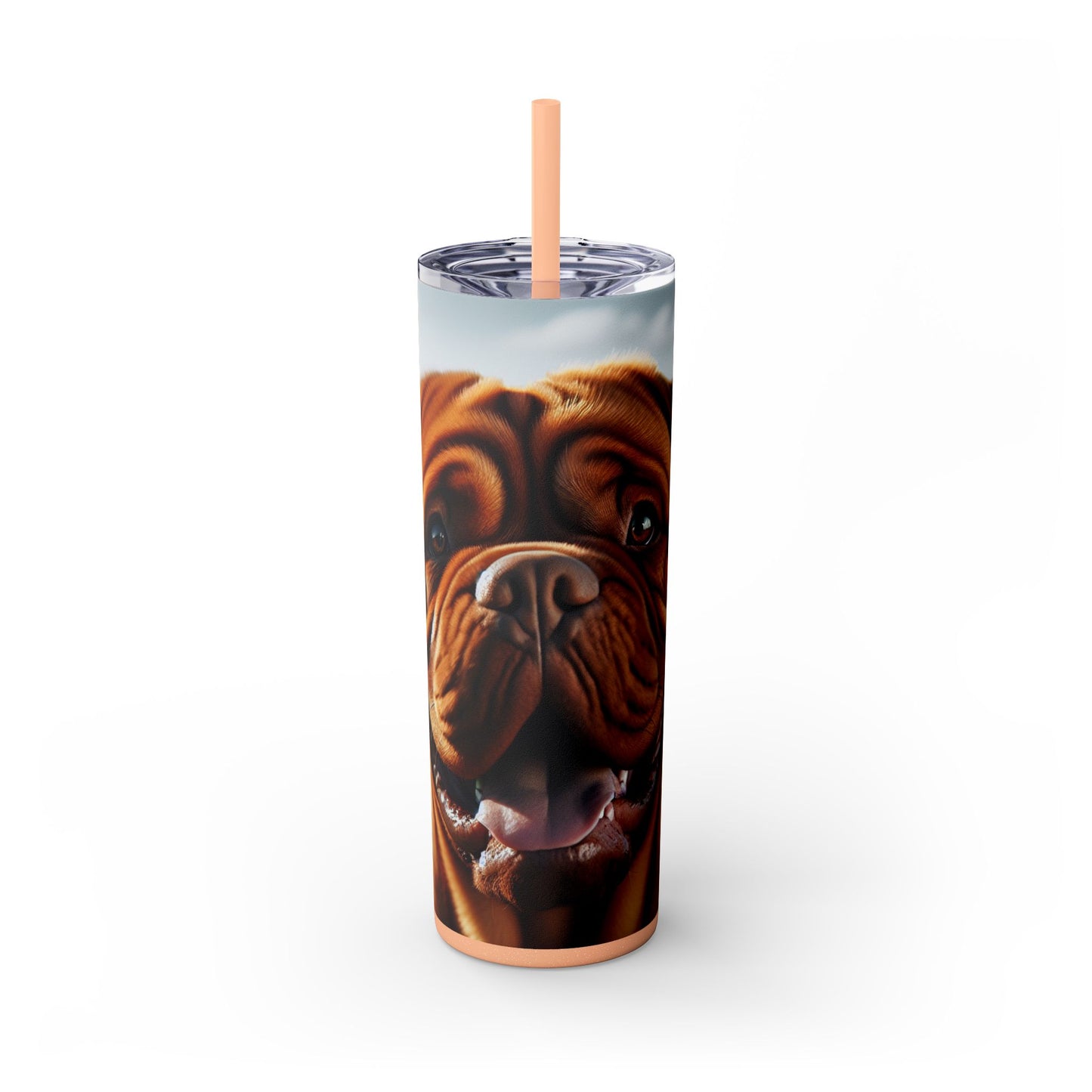 Dogue de Bordeaux Skinny Tumbler with Straw, 20oz