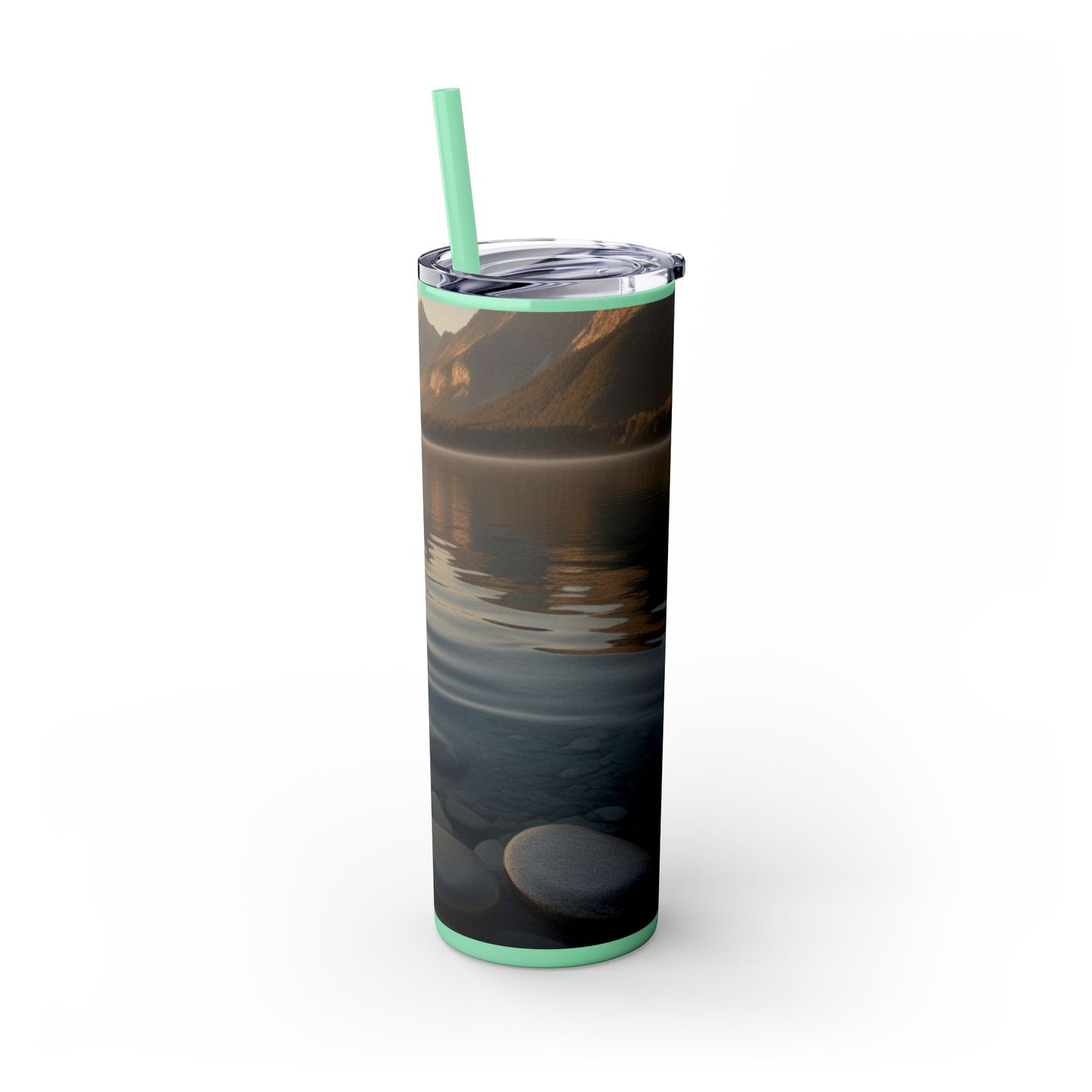 Ripple in a Mountain Lake Skinny Tumbler with Straw, 20oz