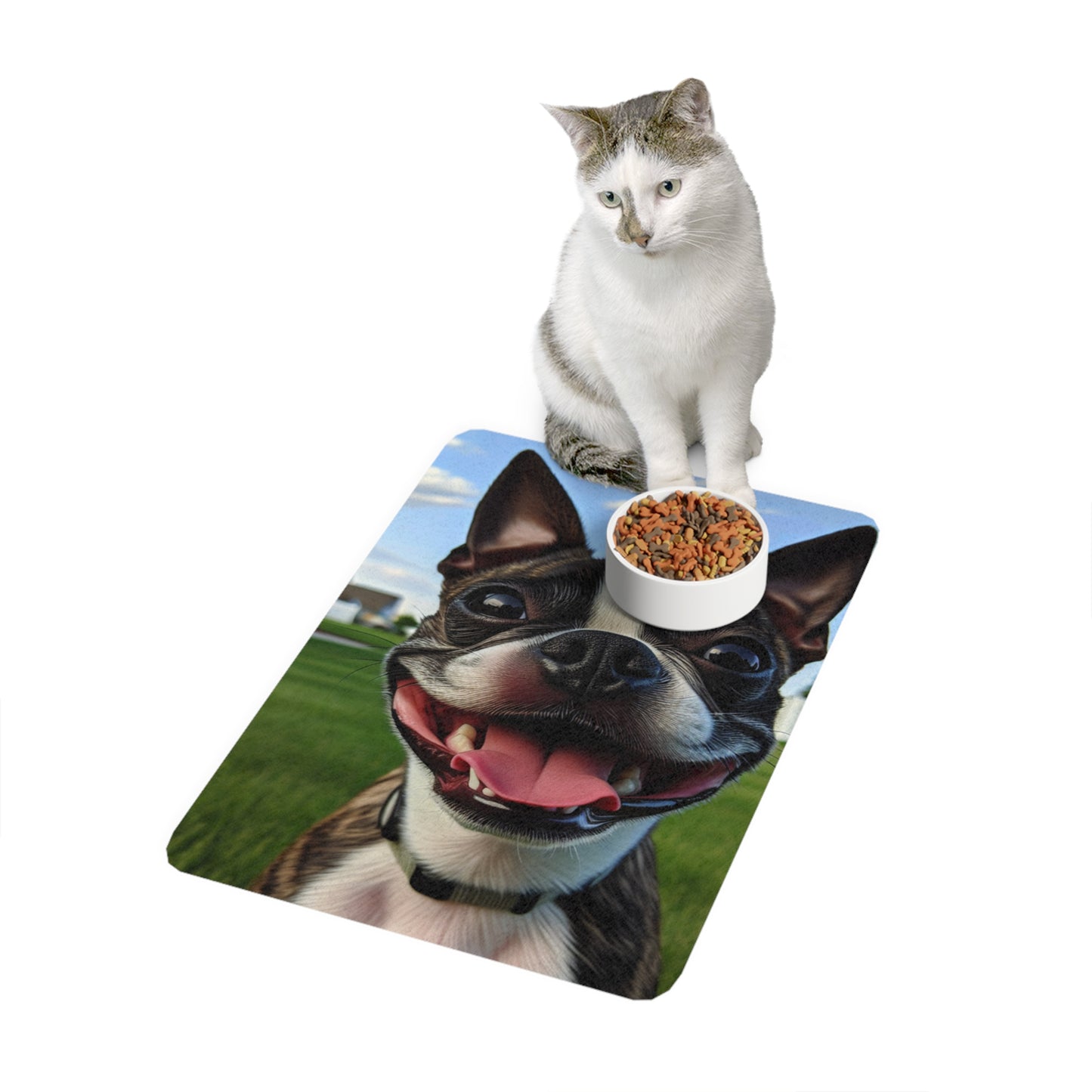 Vertical Pet Food Mat (12x18) - Boston Terrier